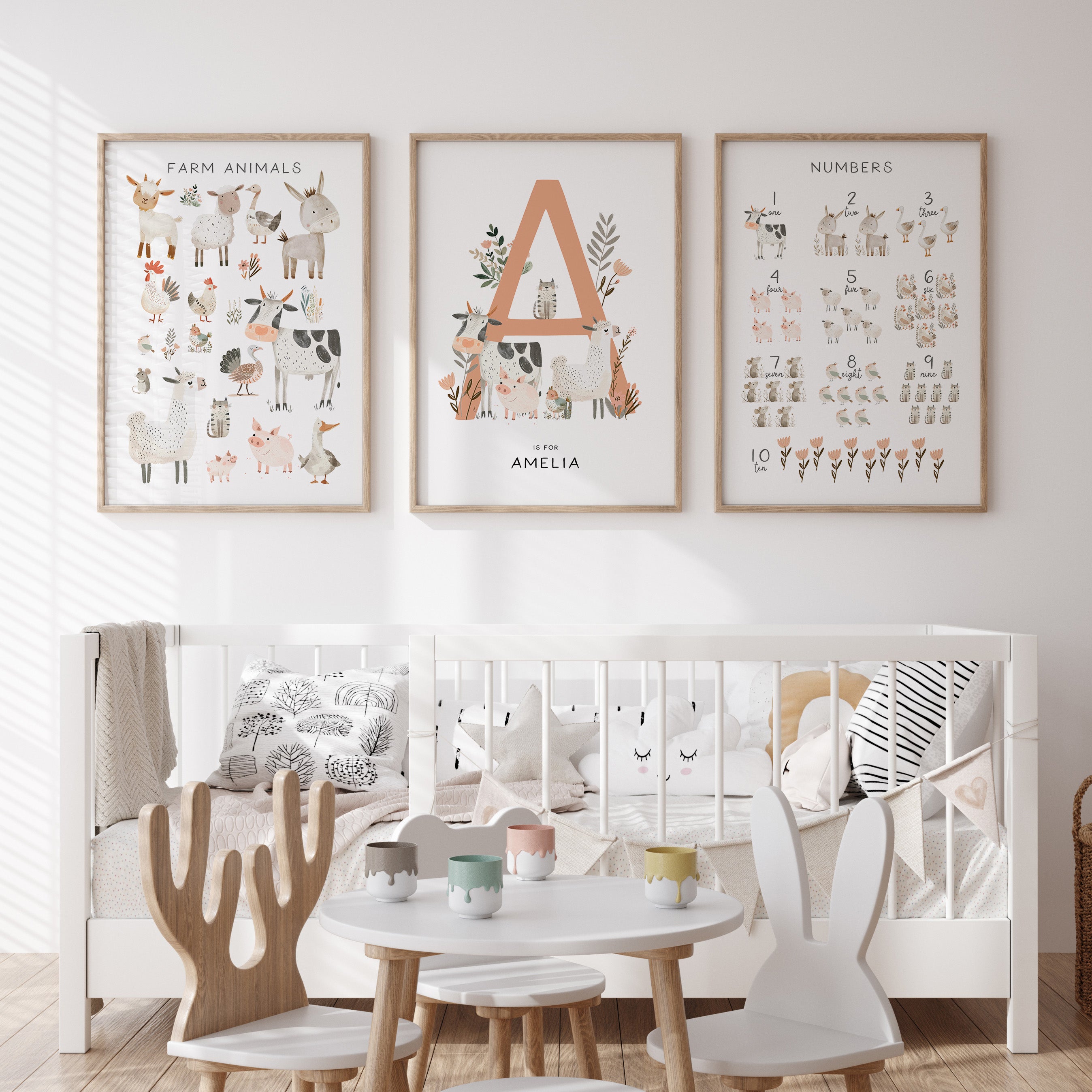 Farm Animals, Numbers, Letter & Name Prints