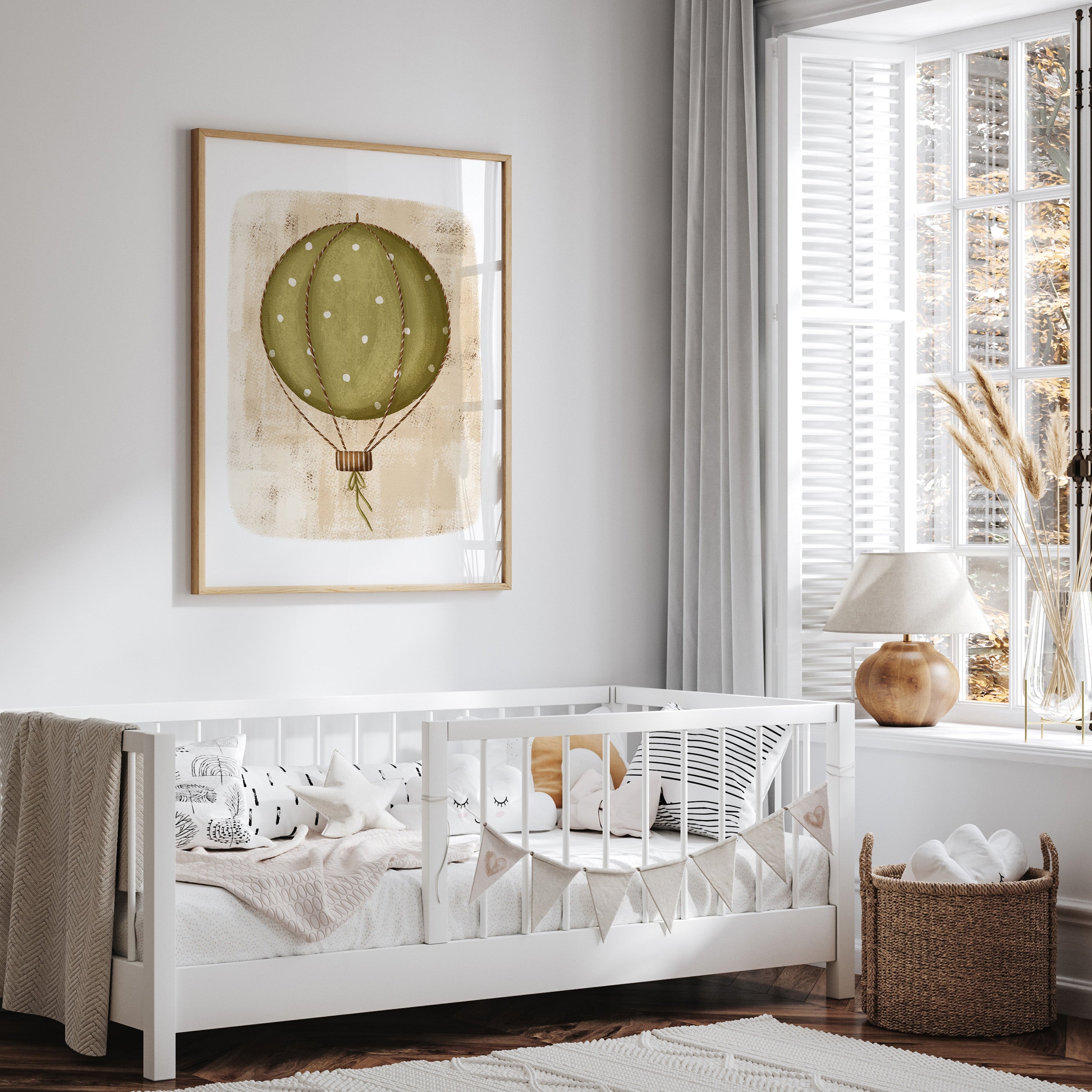 Whimsy Hot Air Ballon Print - Green