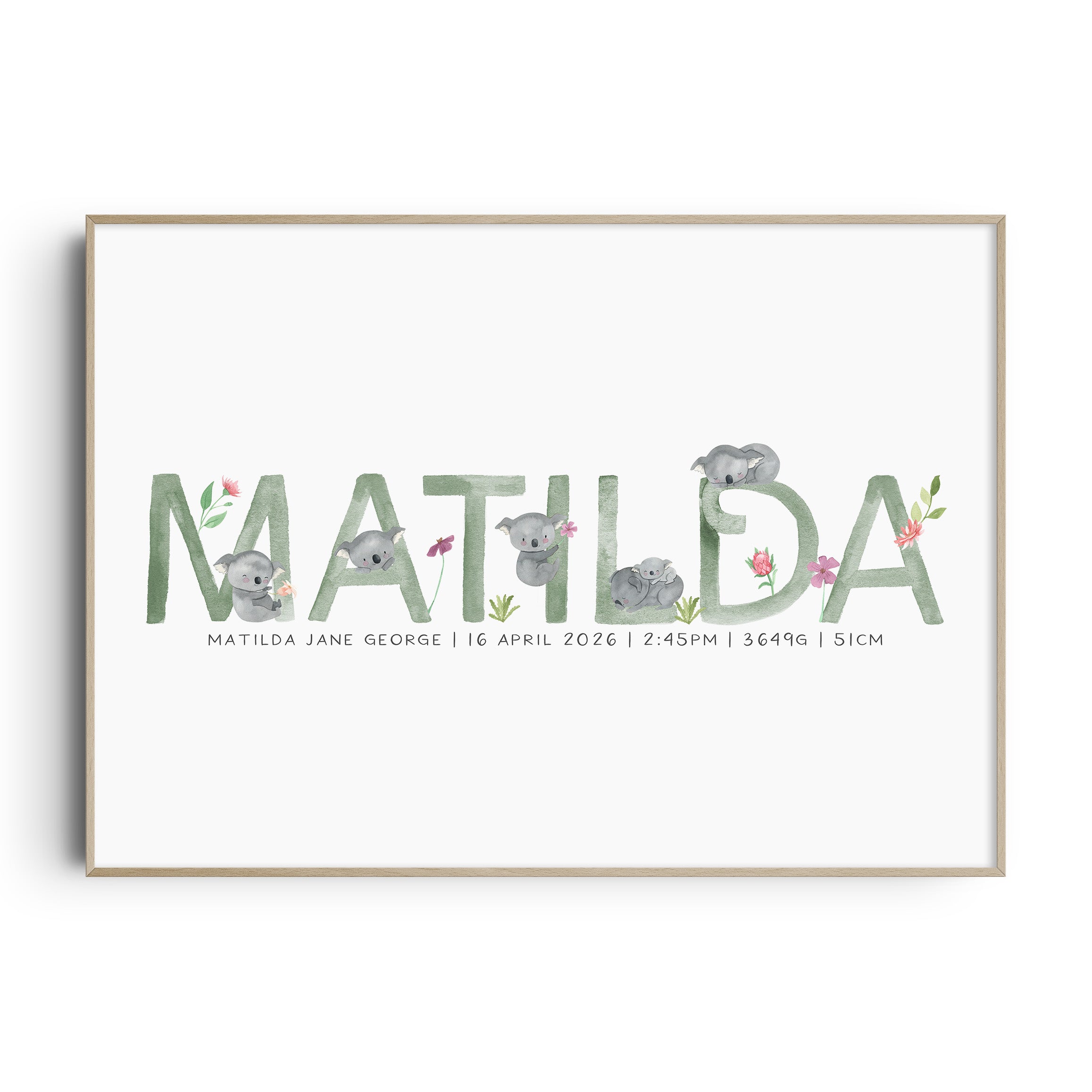 Floral Koala Name Print