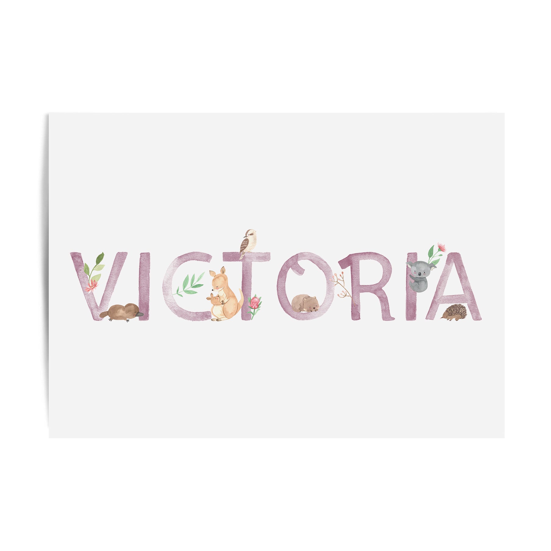 Australian Animals Floral Name Print