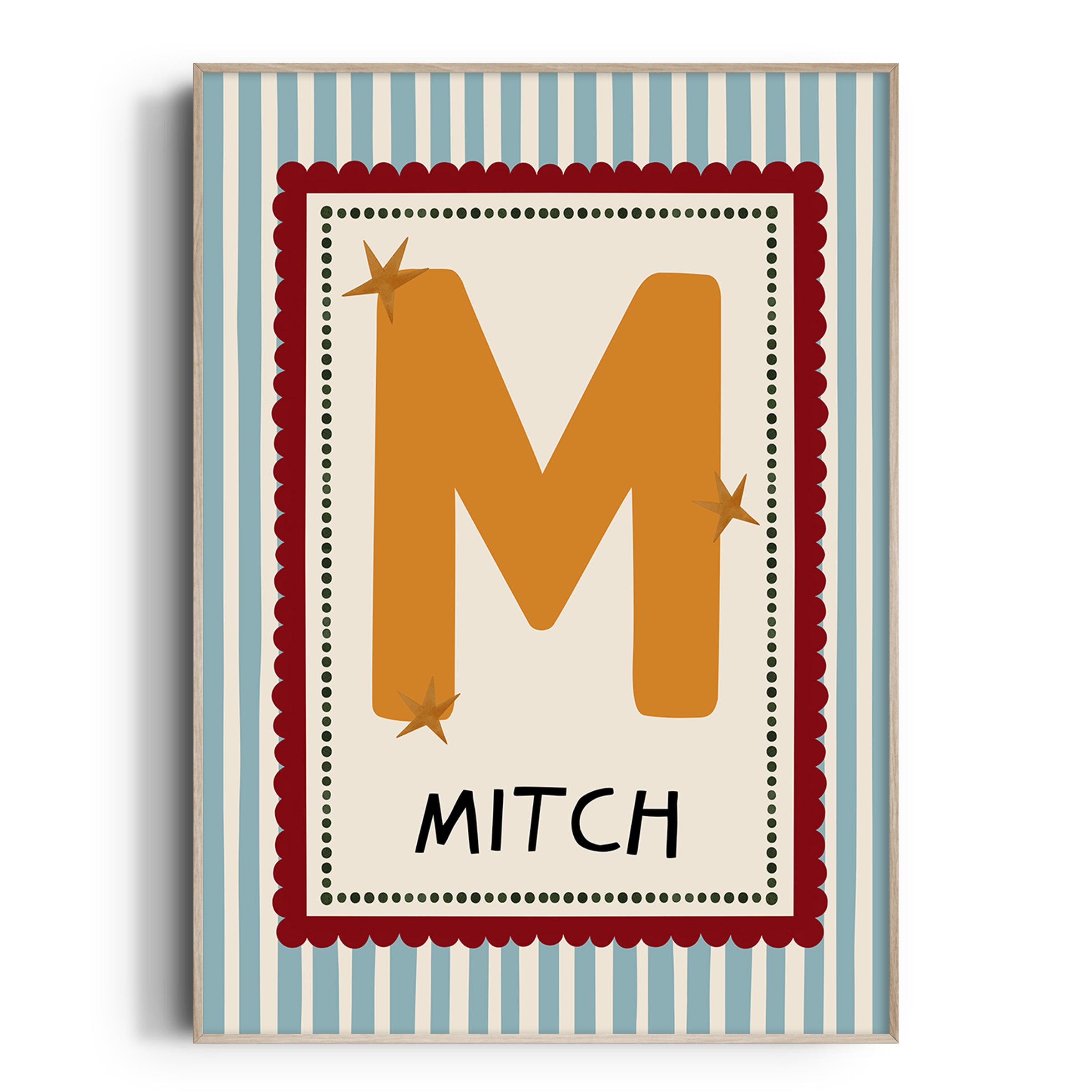 Light Blue Stripe Letter & Name Print