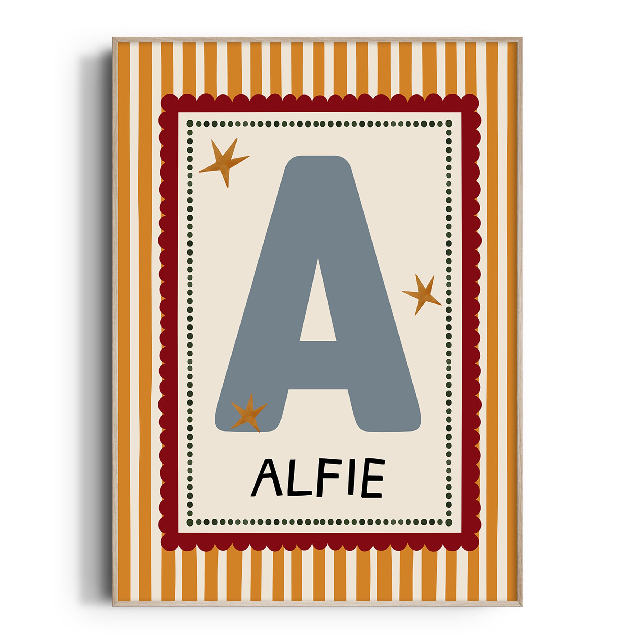 Orange Stripe Letter & Name Print