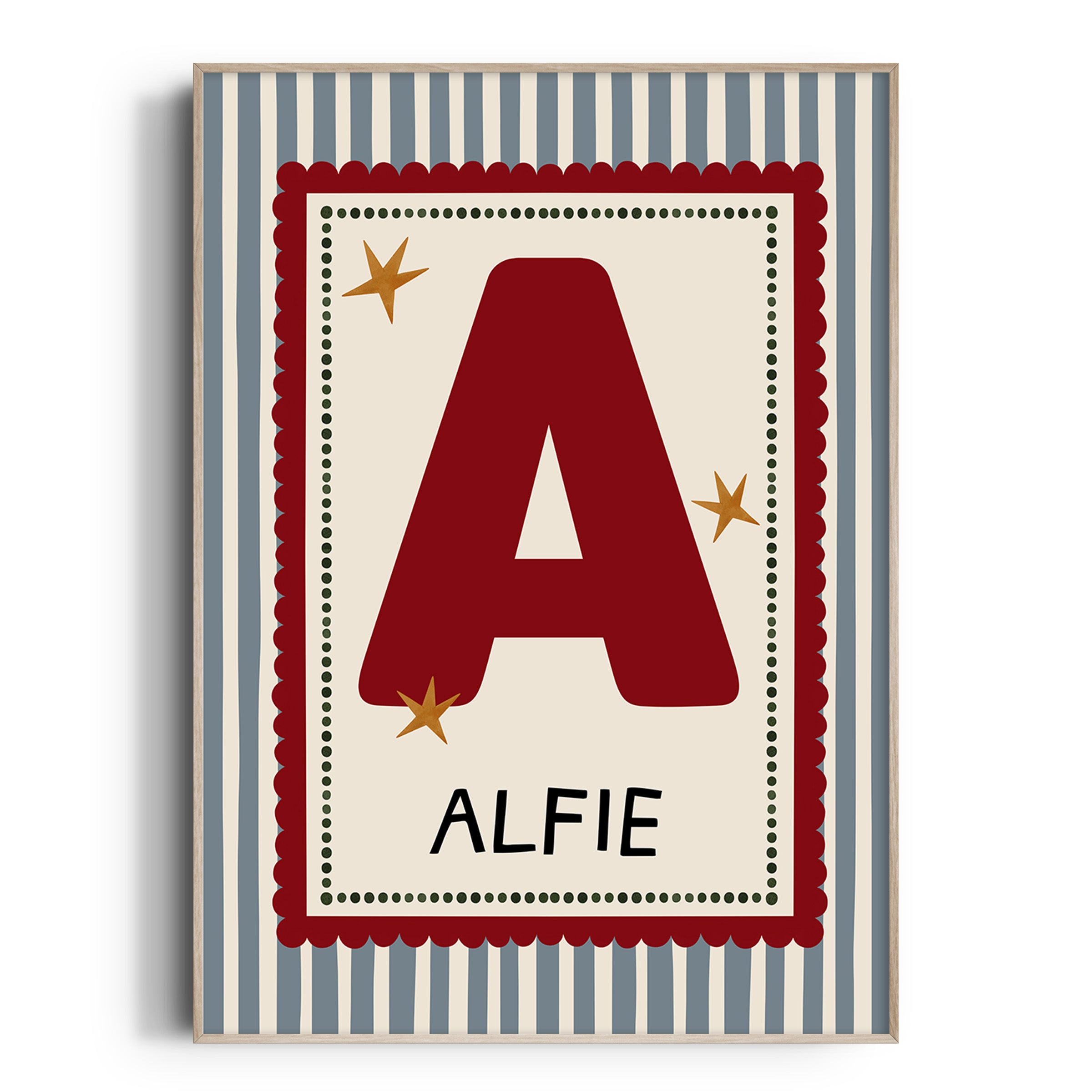 Blue Stripe Letter & Name Print