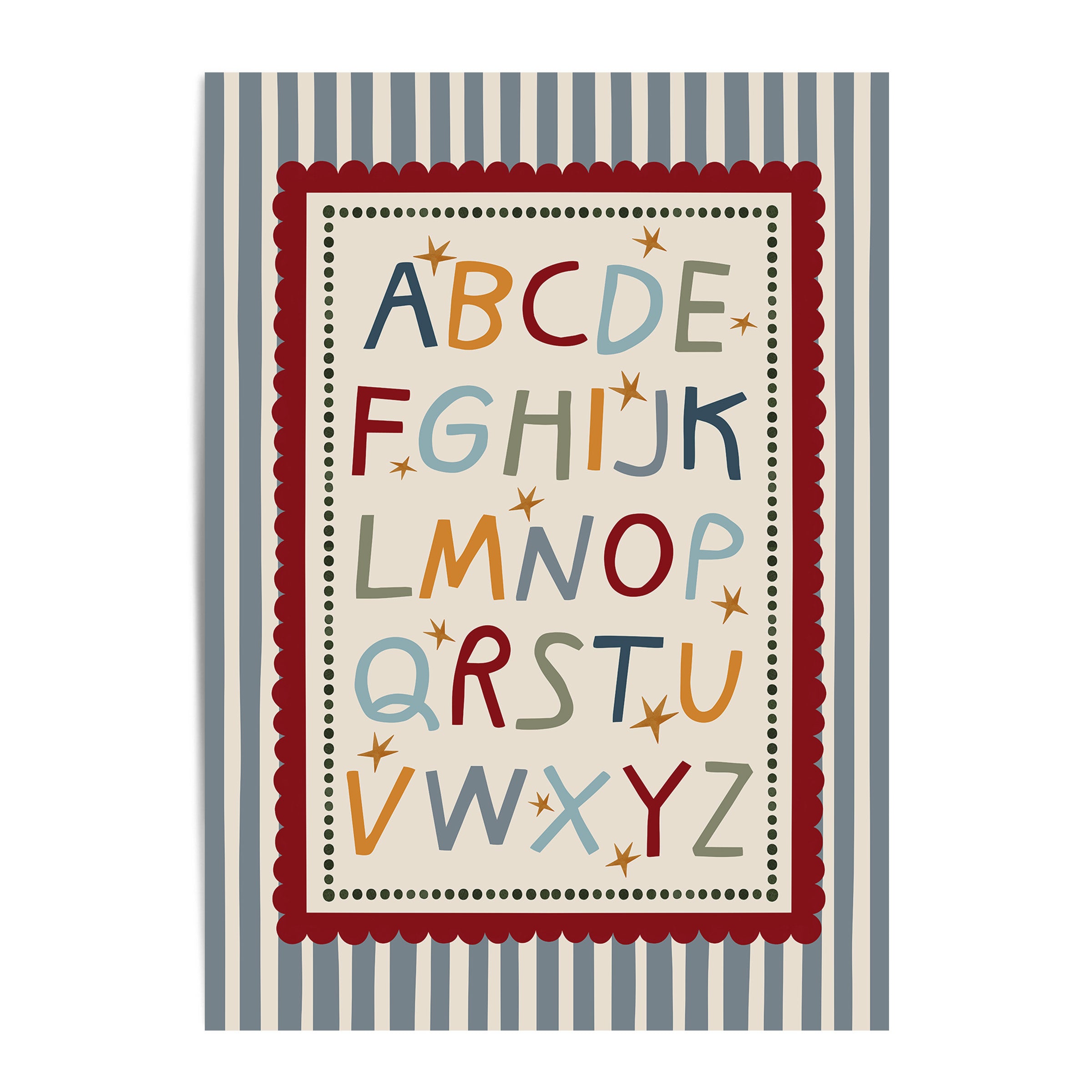 Blue Stripe ABC Alphabet Print