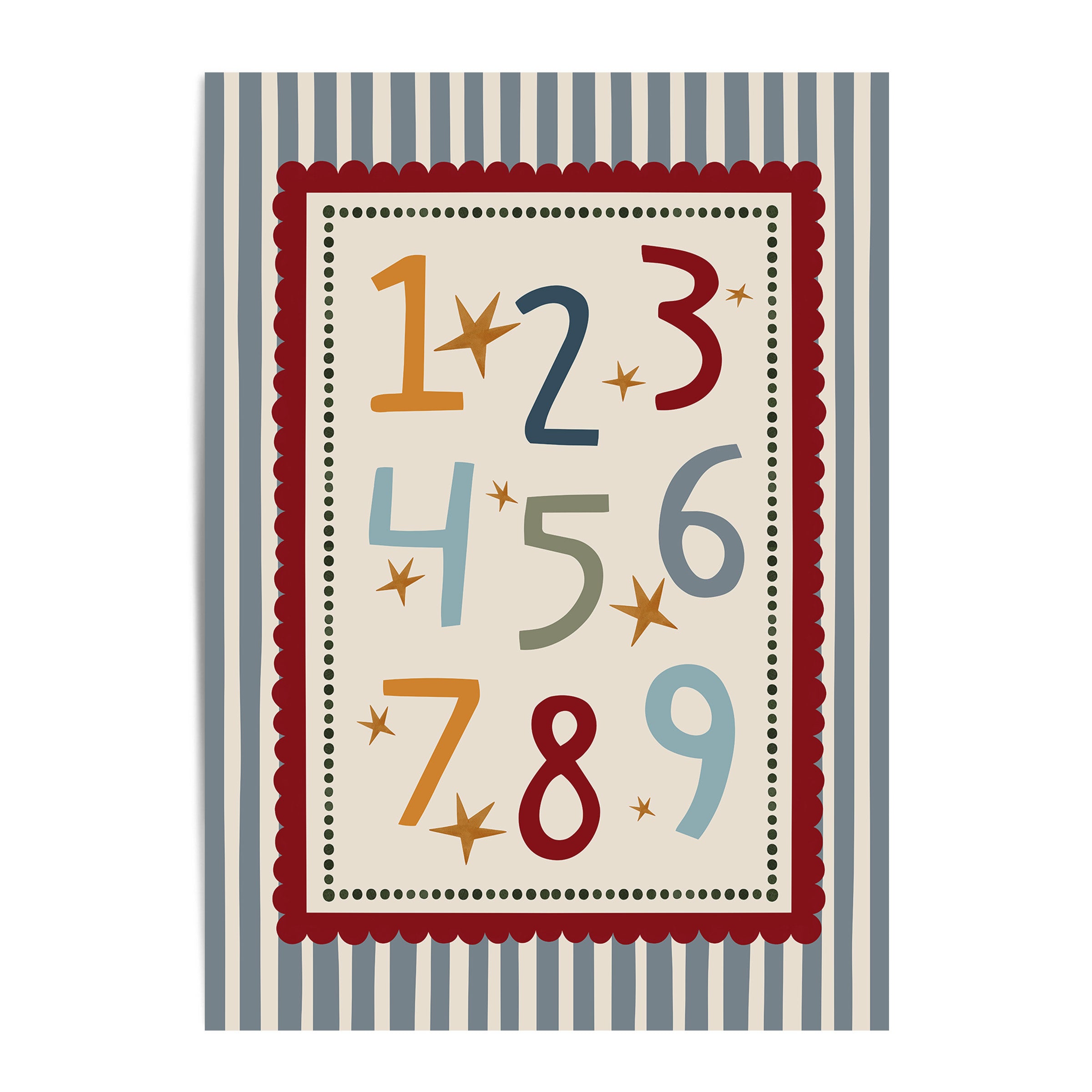 Blue Stripe Numbers Print