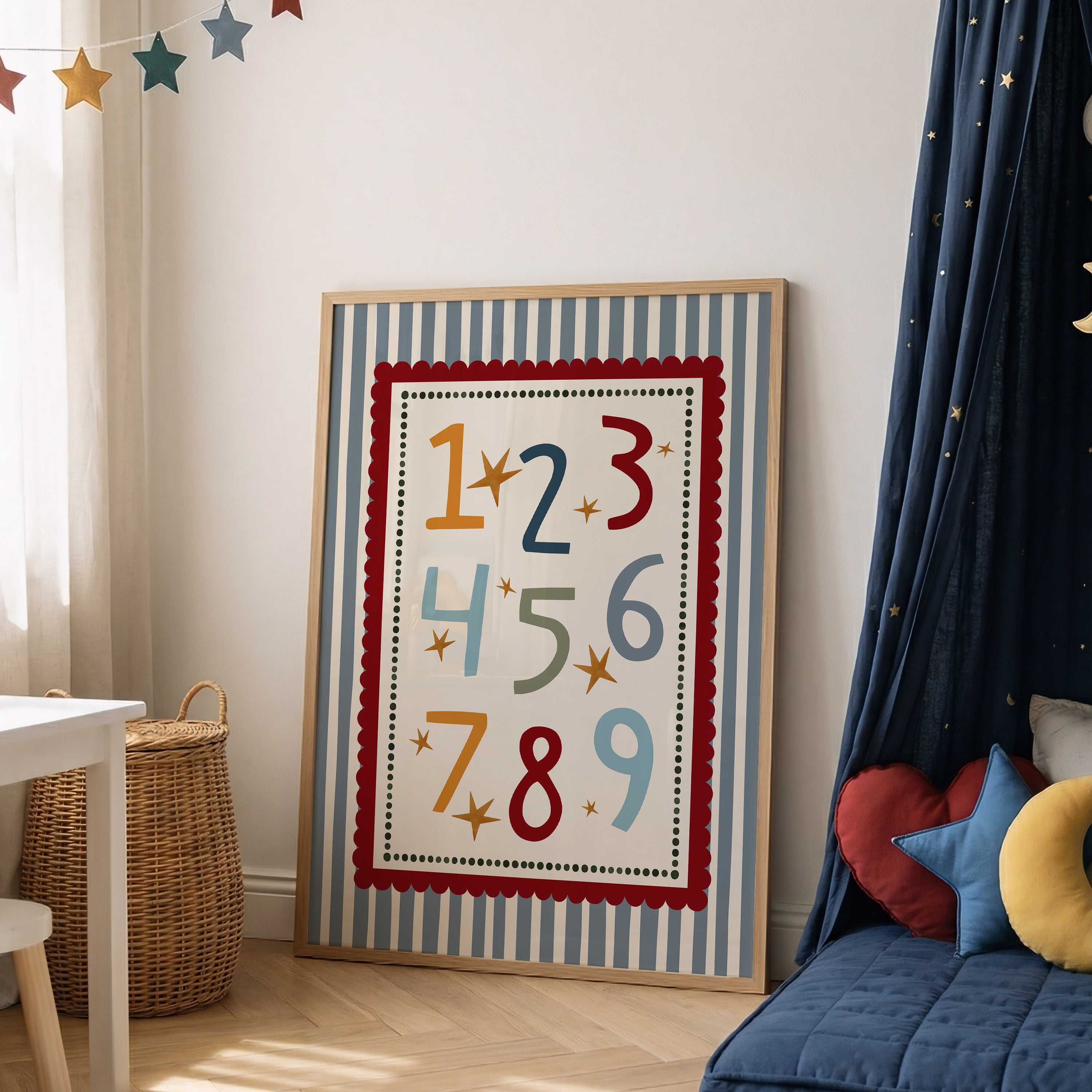 Blue Stripe Numbers Print