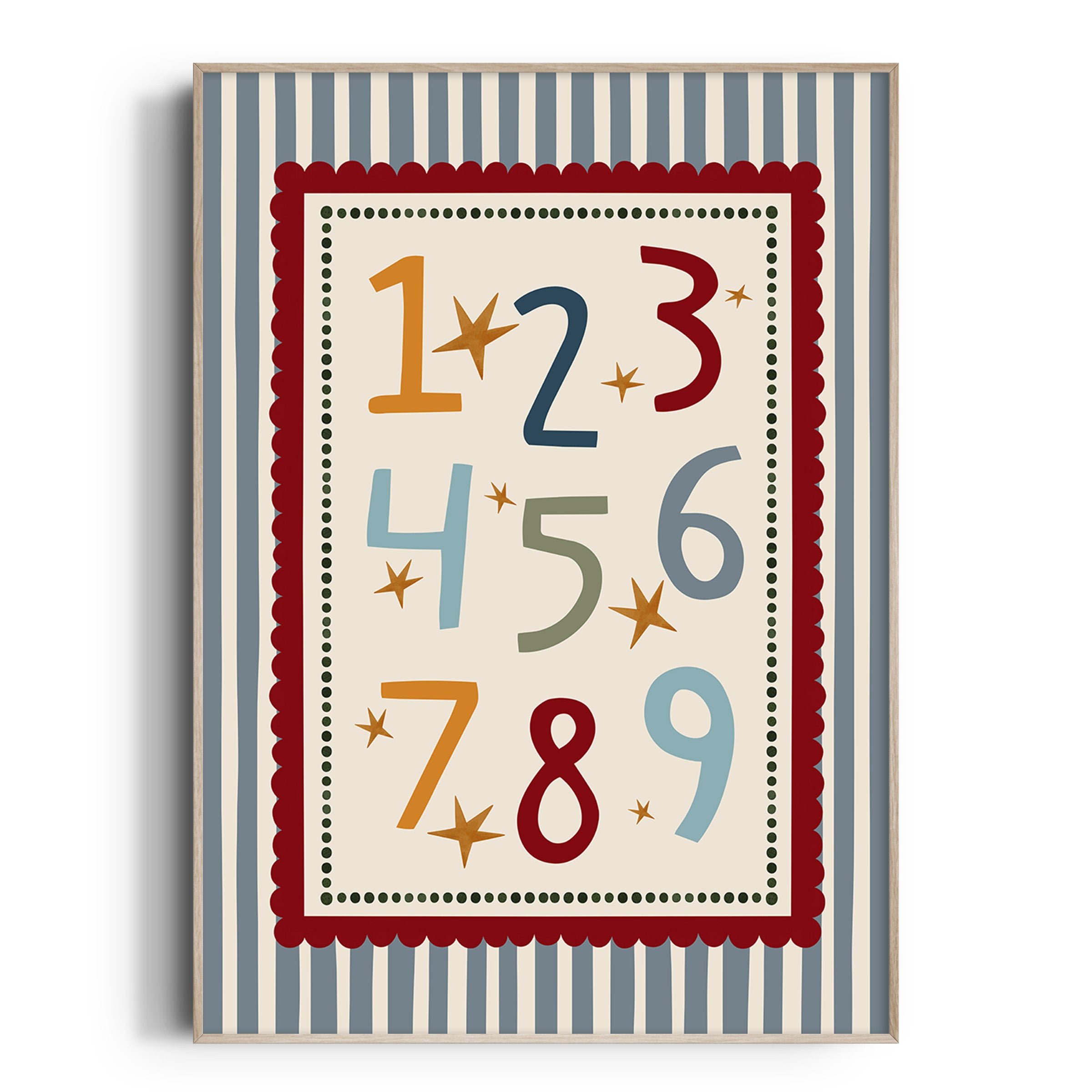Blue Stripe Numbers Print