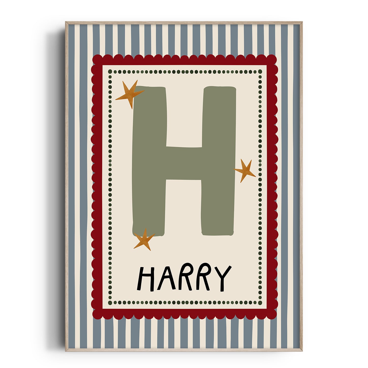 Blue Stripe Letter & Name Print