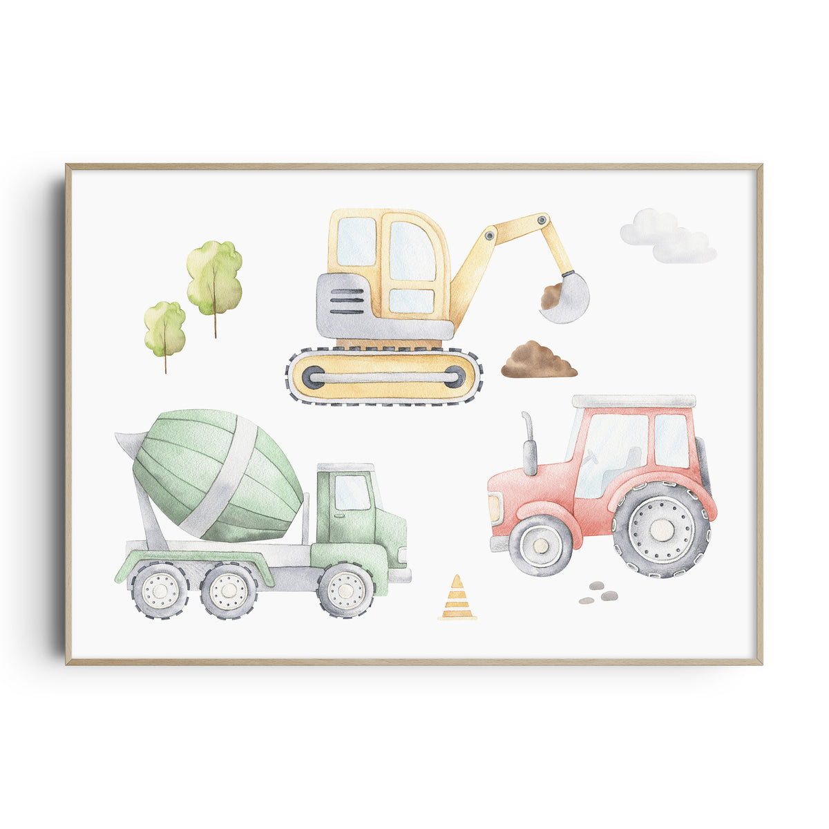 Construction Vehicles Print