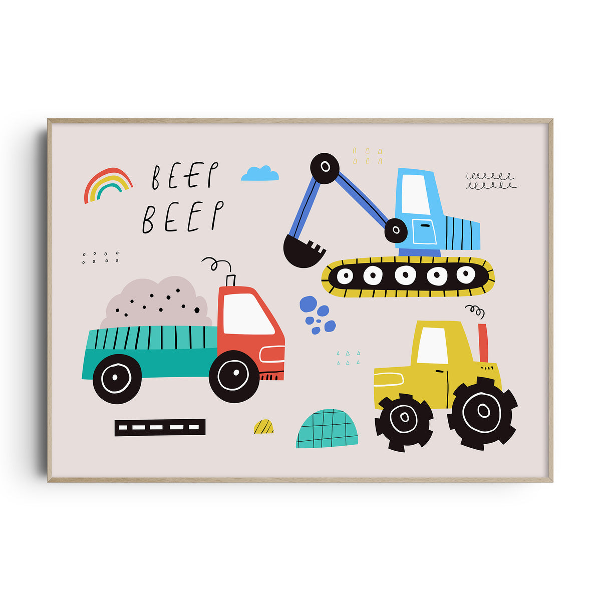 Beep Beep Construction Vehicles Print