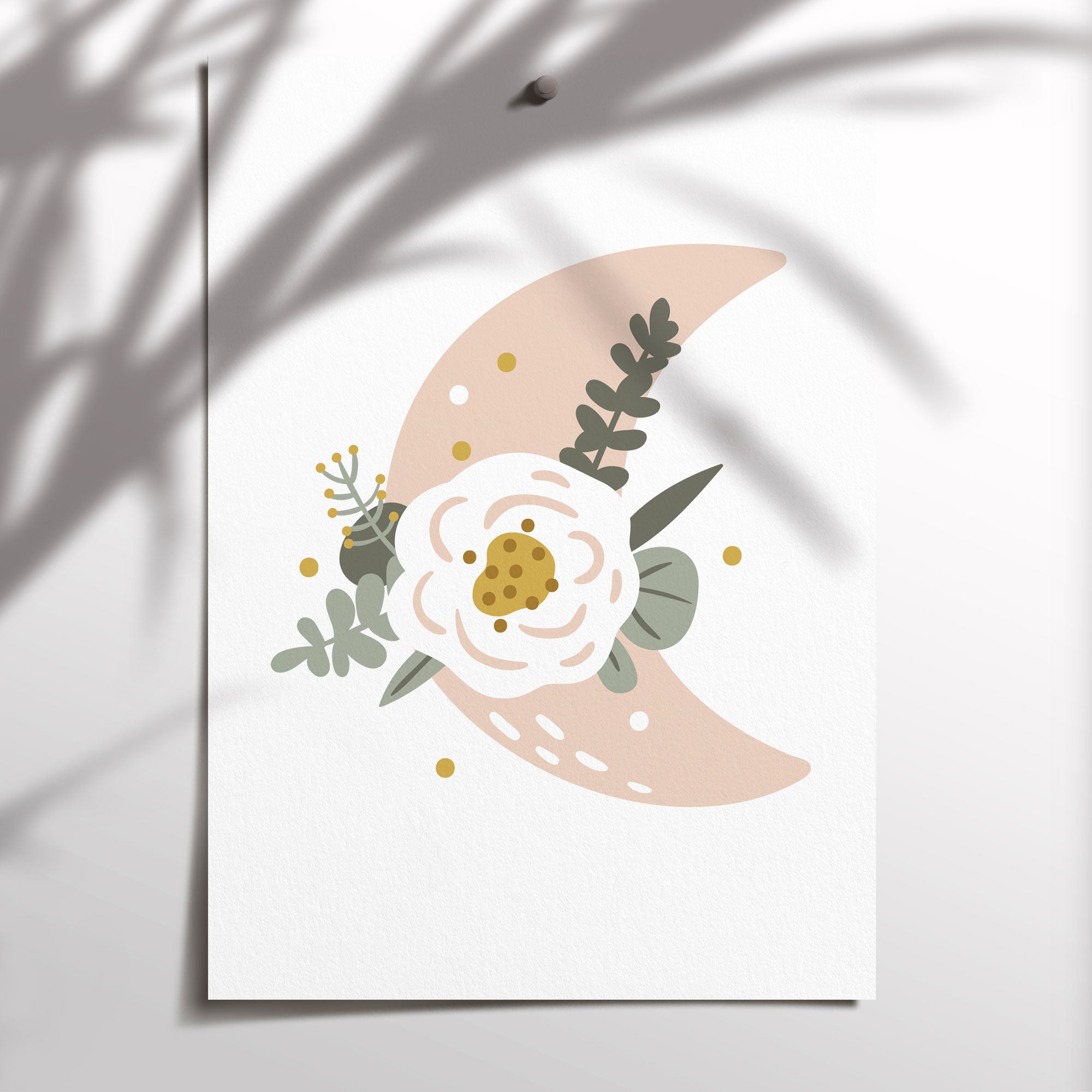 Mermaid, Moon & Name Print