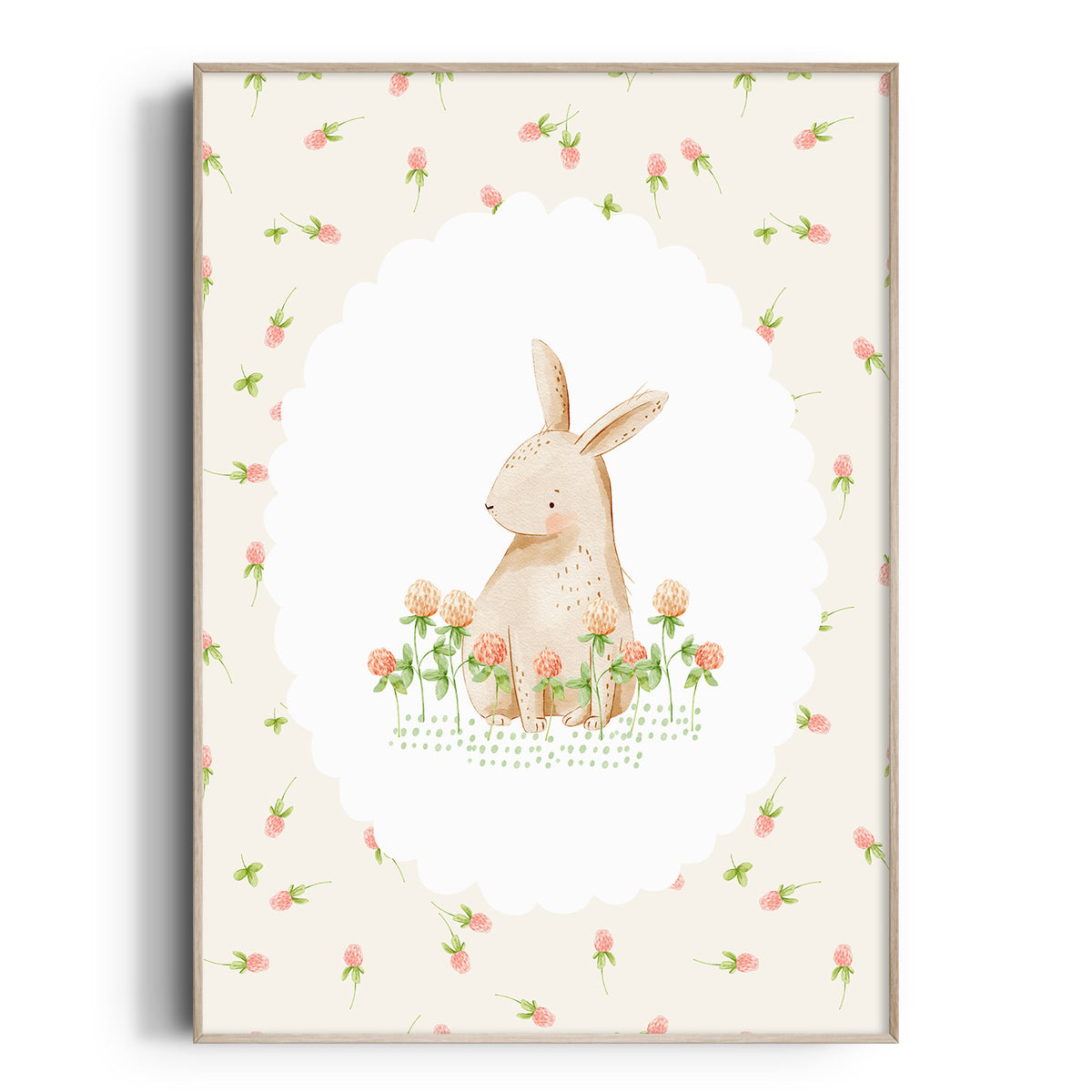 Pink Floral Cottagecore Bunny Print