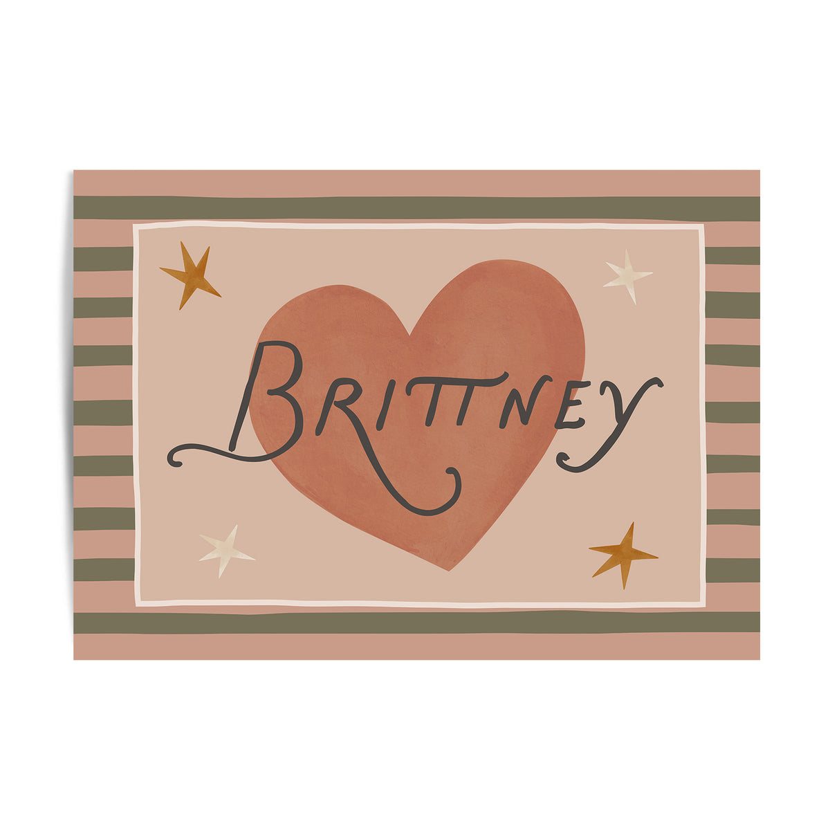 Stripe Whimsy Heart Name Print