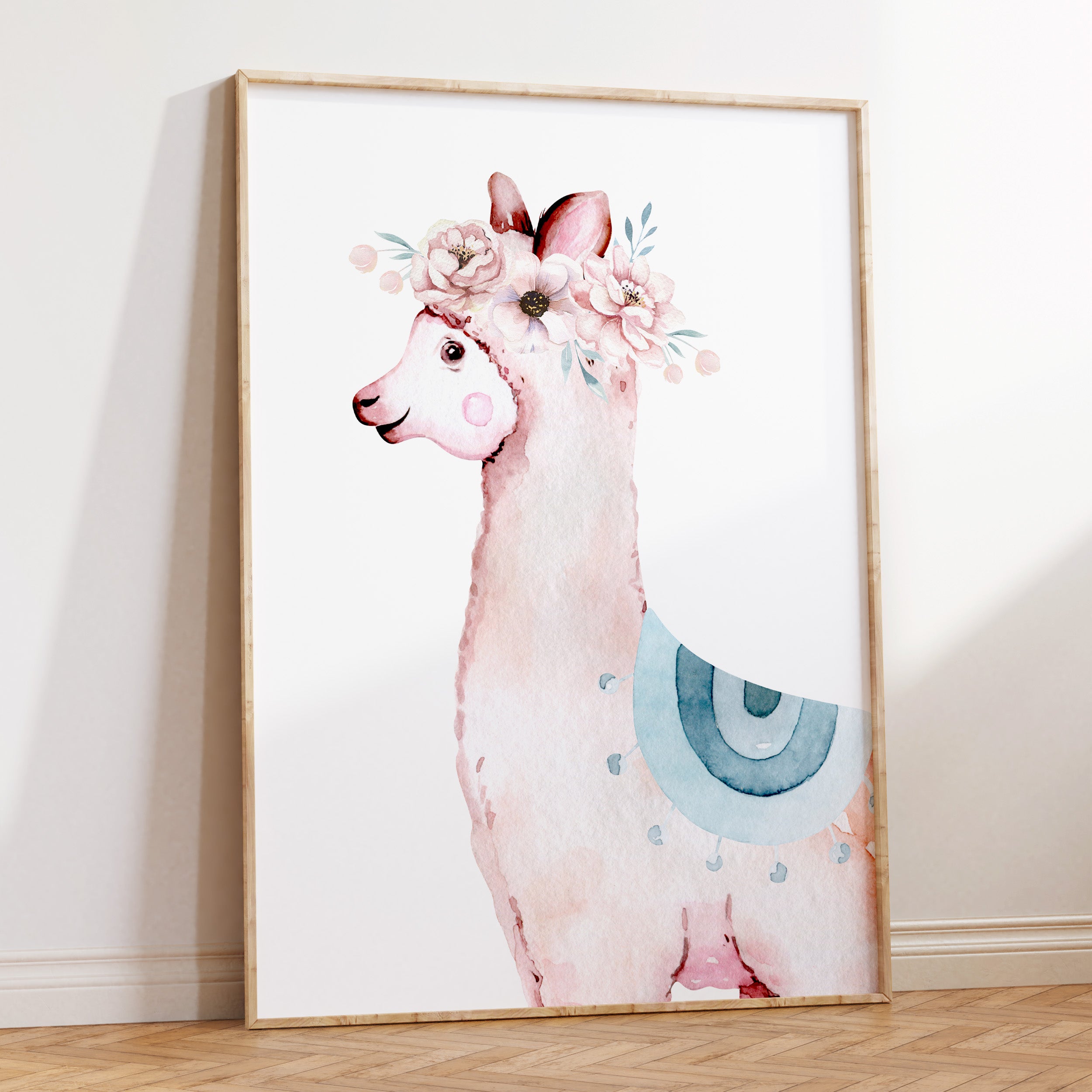 Floral Llama Nursery Print