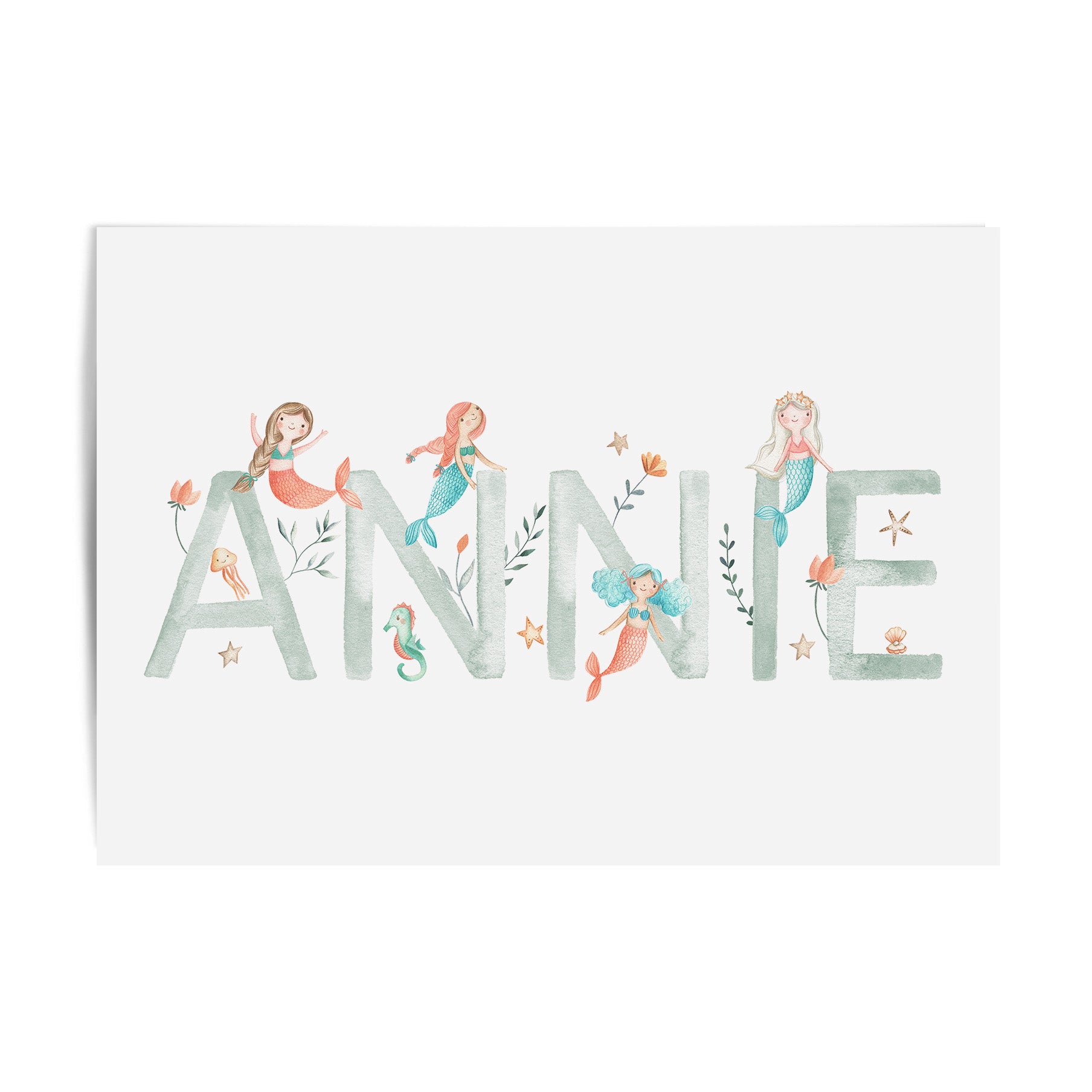 Mermaid Name & Birth Print