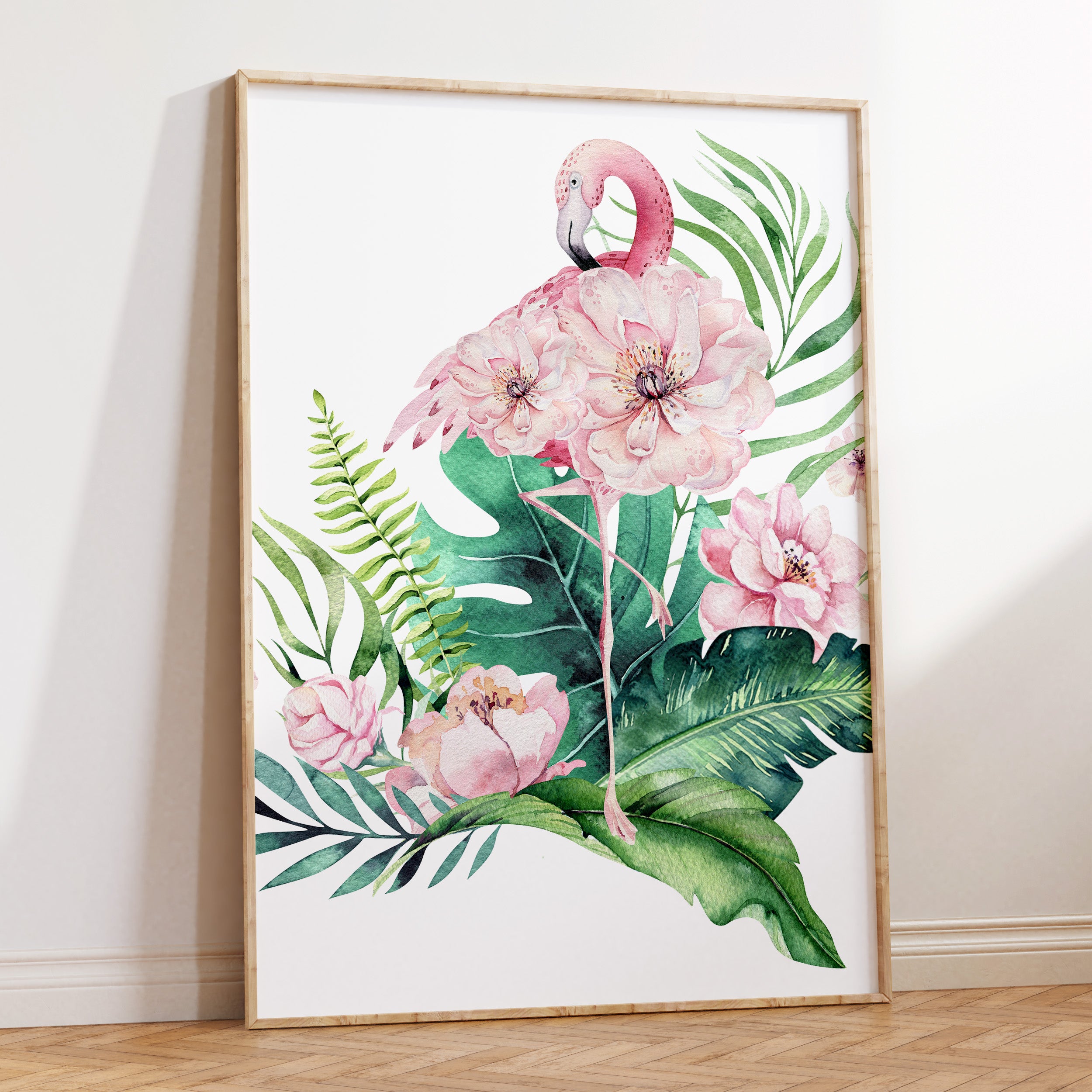 Tropical Floral Flamingo Print