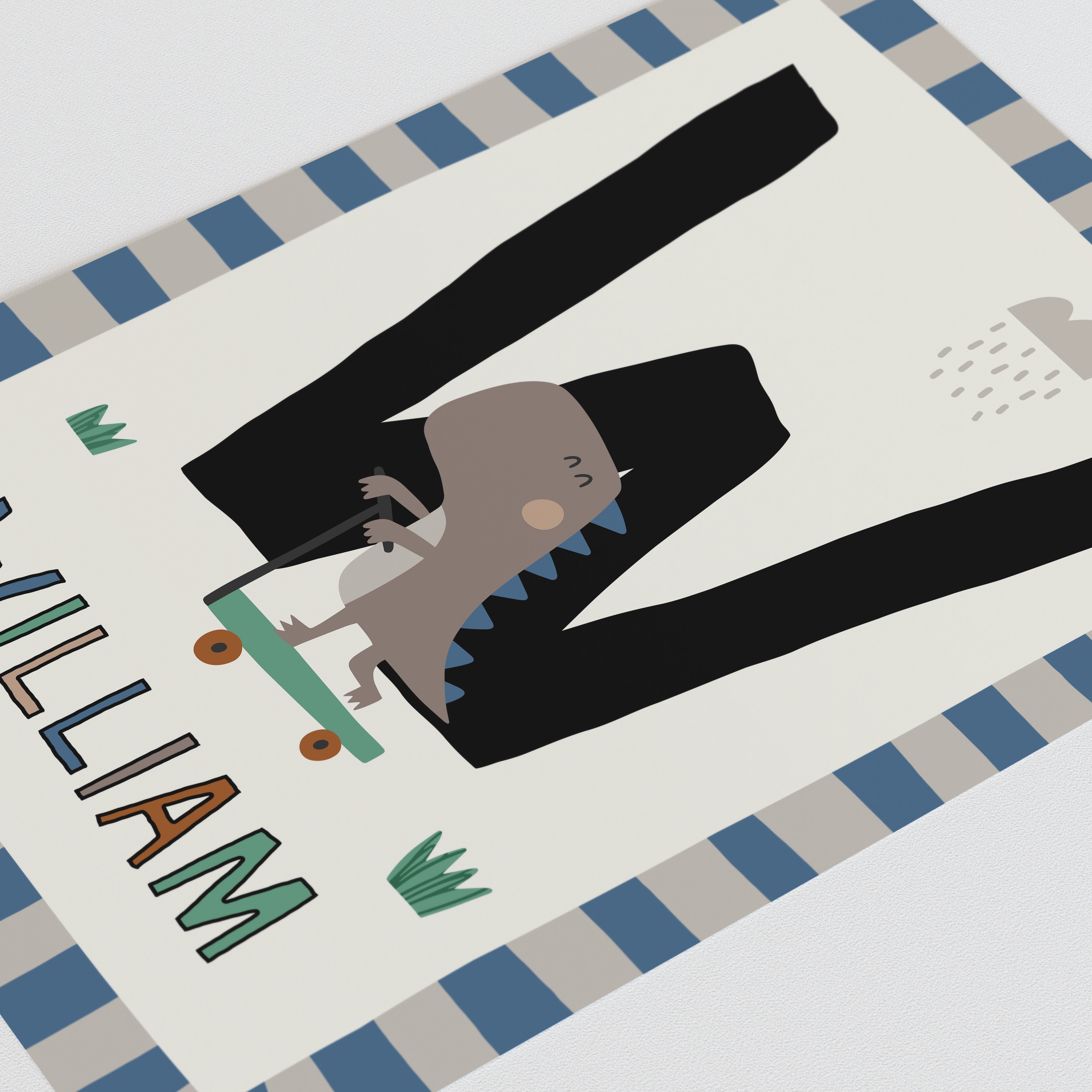 Skater Dinosaur Letter & Name Print