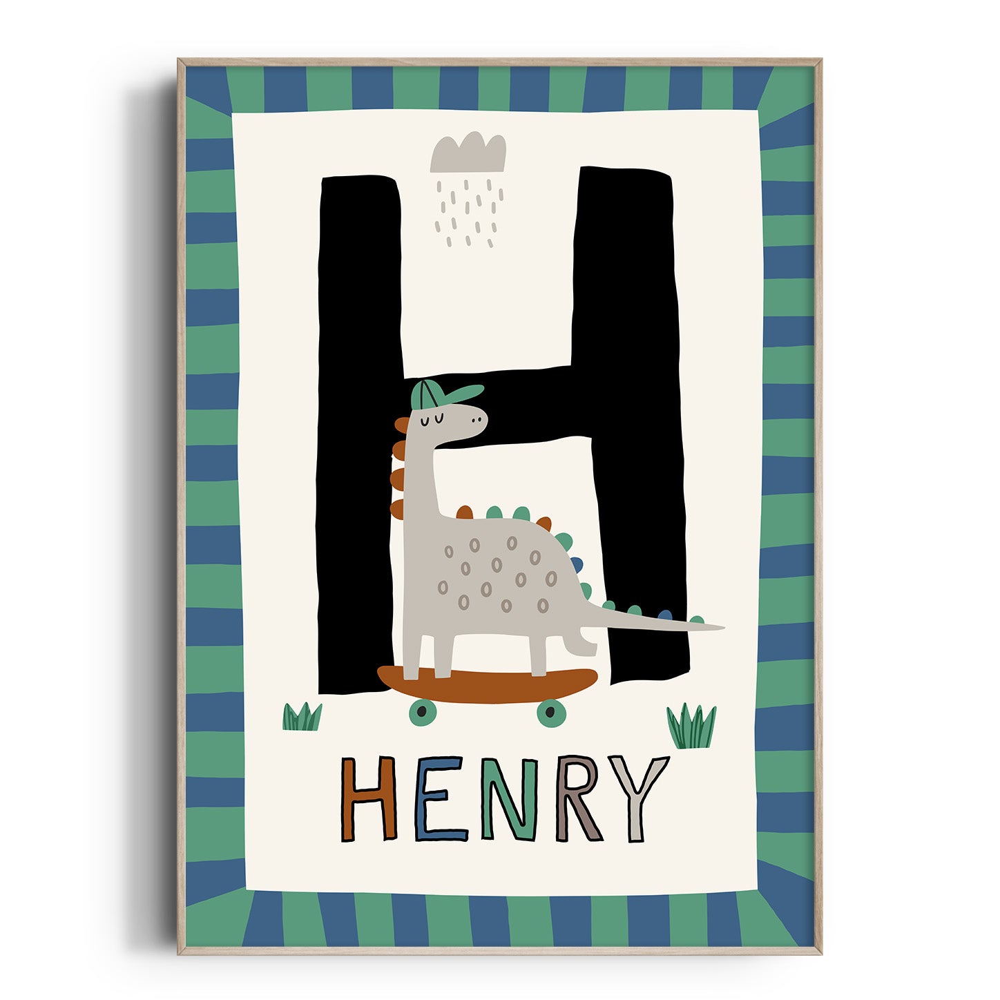 Skater Dinosaur Letter & Name Print