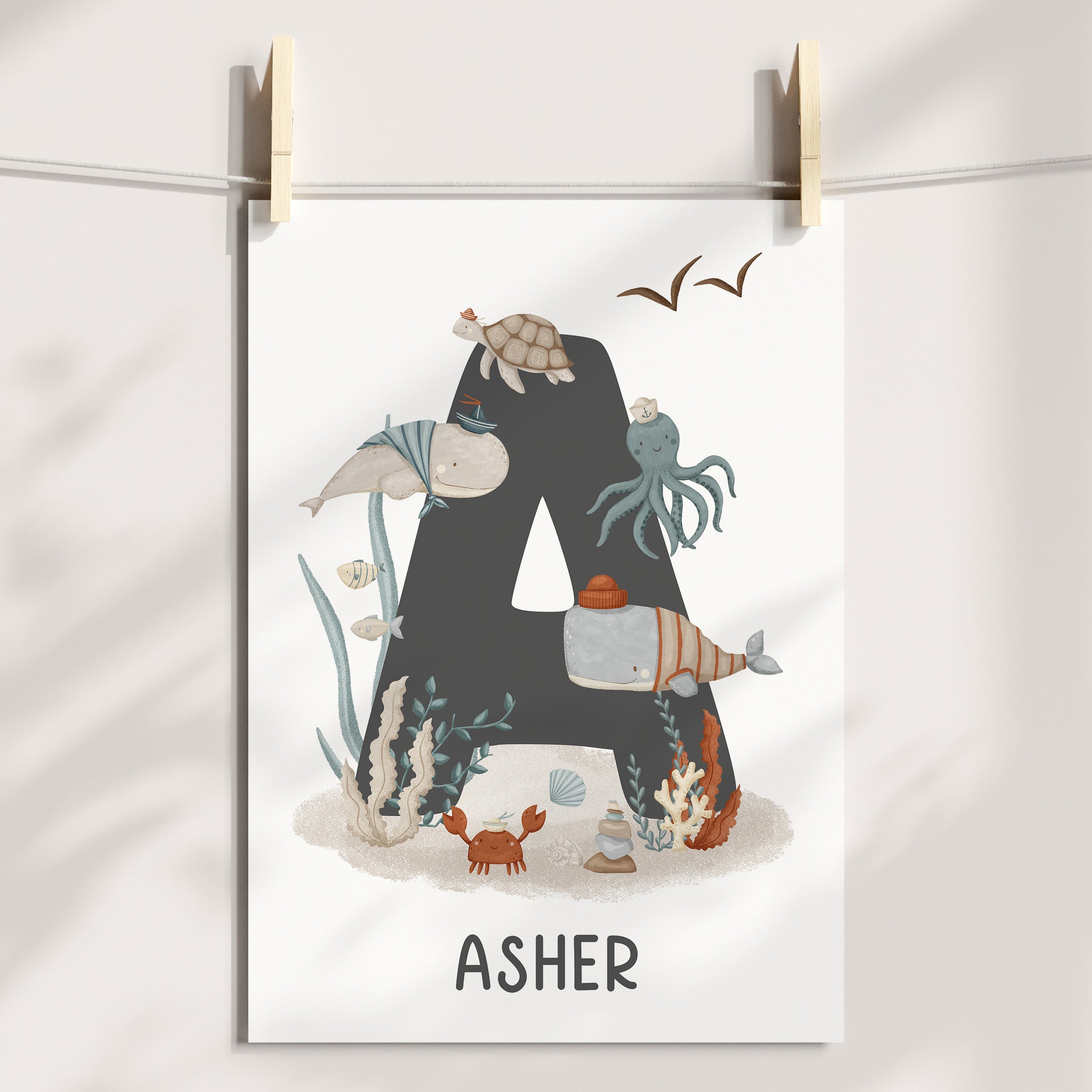 Sea Animals, Numbers & Name Prints