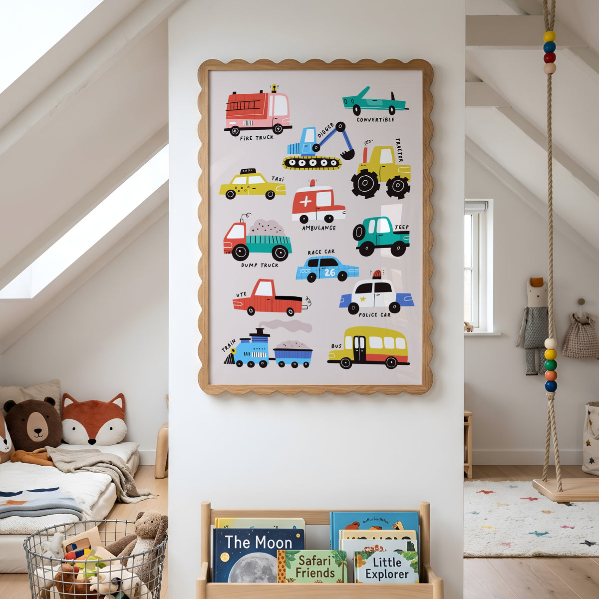 Vehicles, transportation construction nursery wall art print