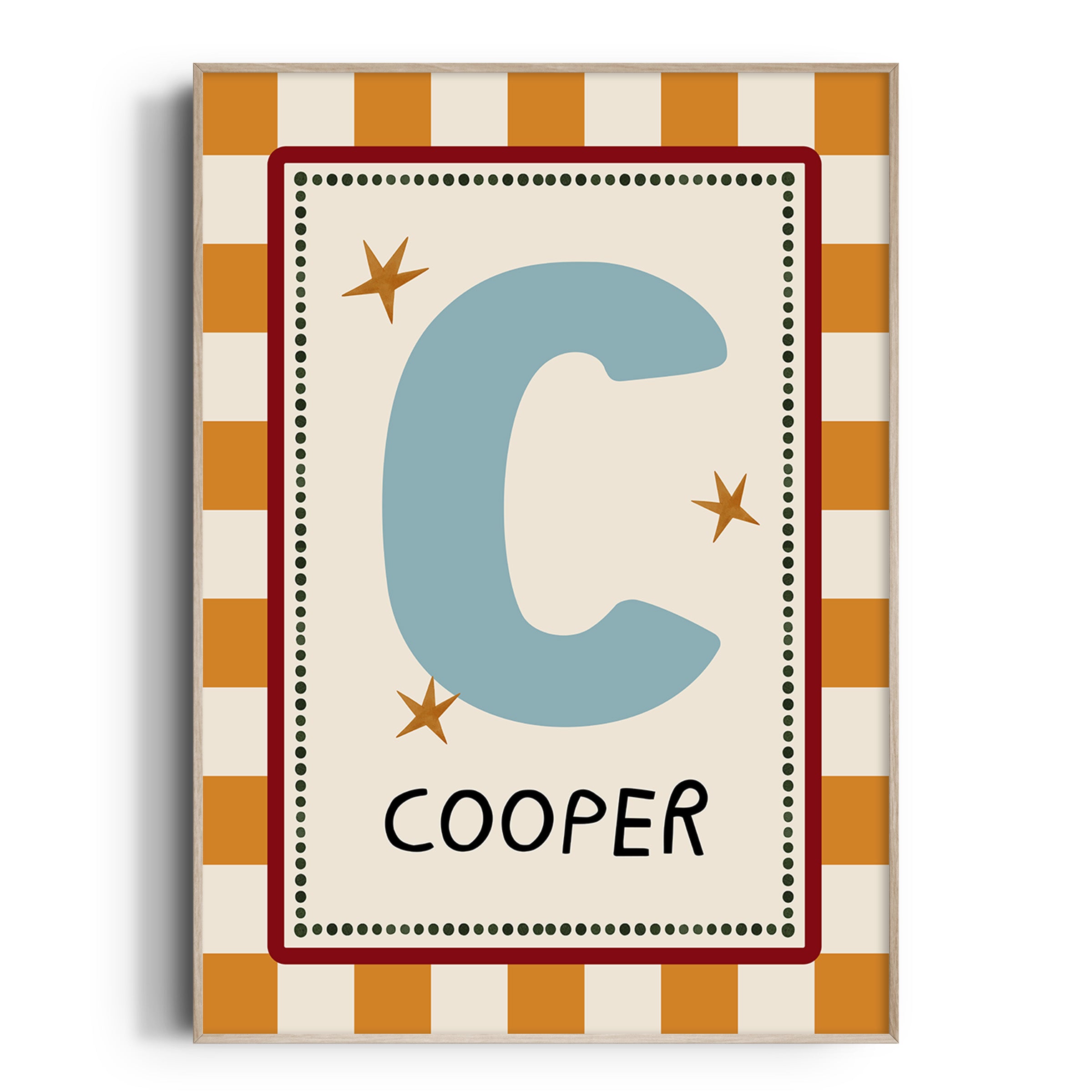 Orange Check Letter & Name Print