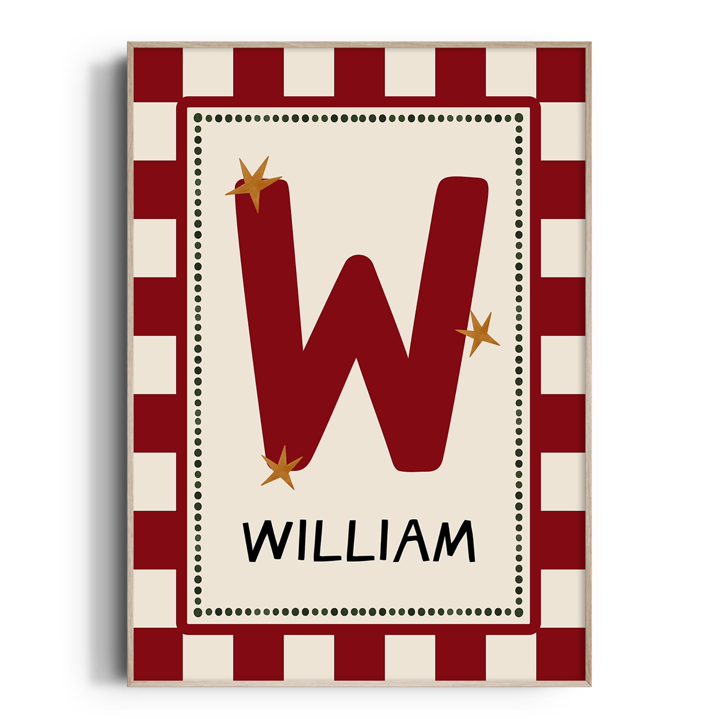 Red Check Letter & Name Print