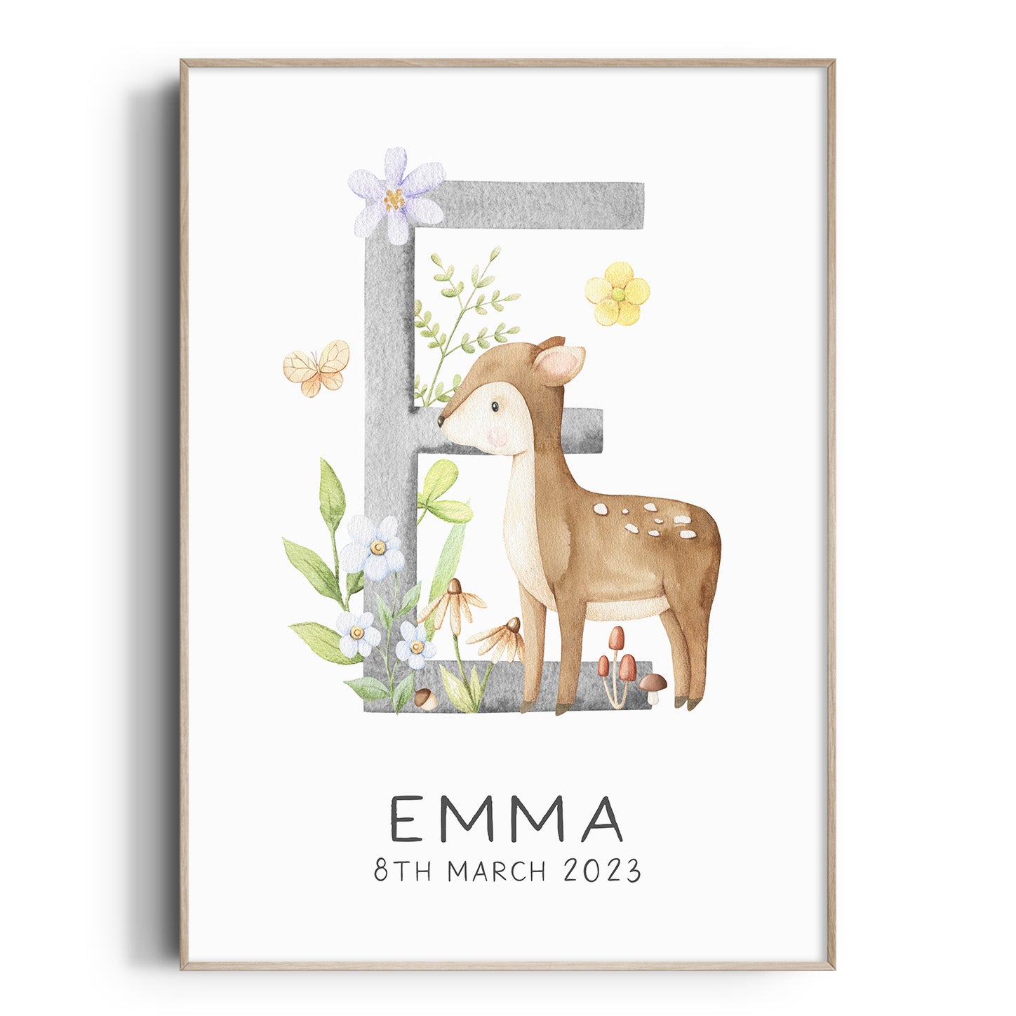 Woodland Deer Name Print