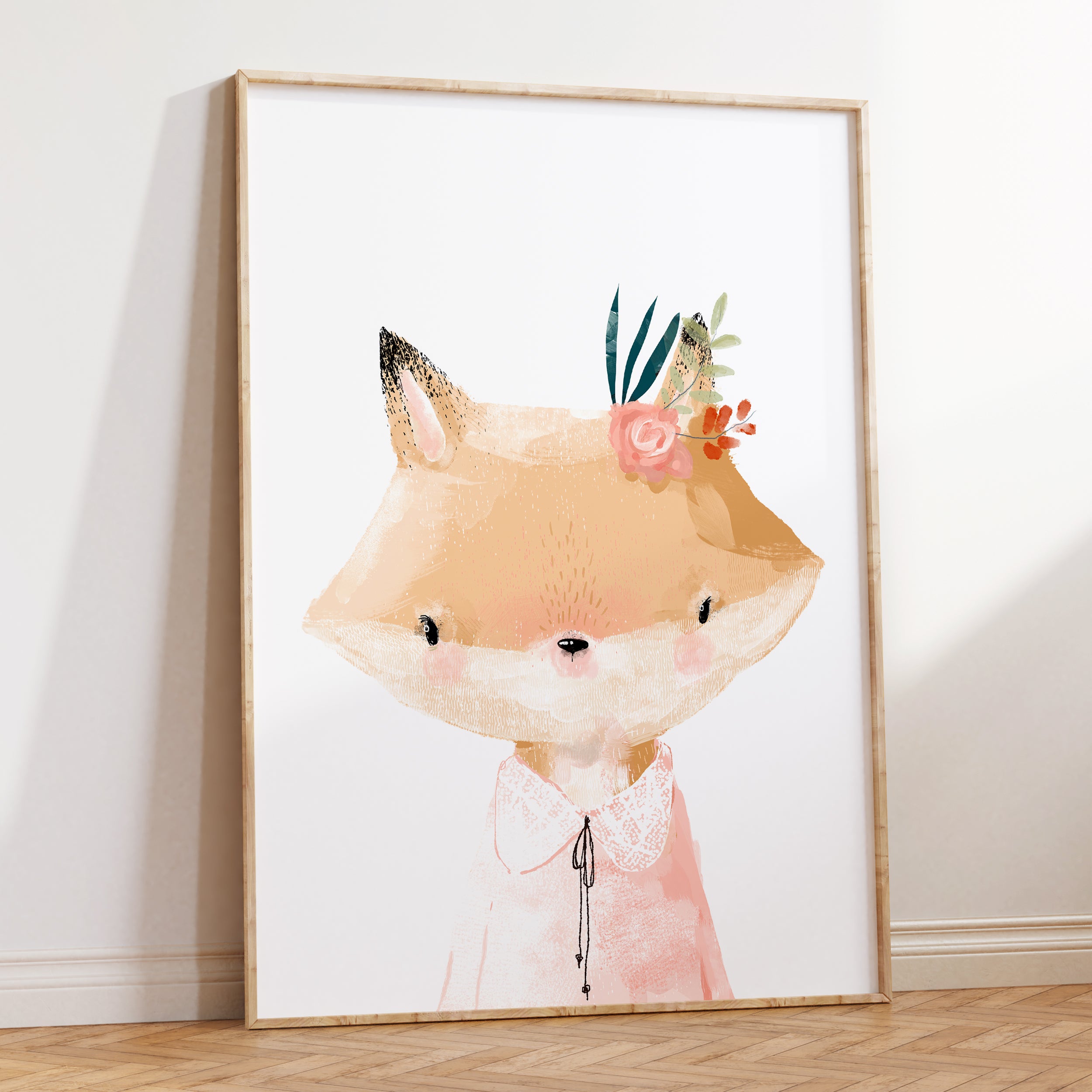 Girls Woodland Animal Nursery Wall Art prints