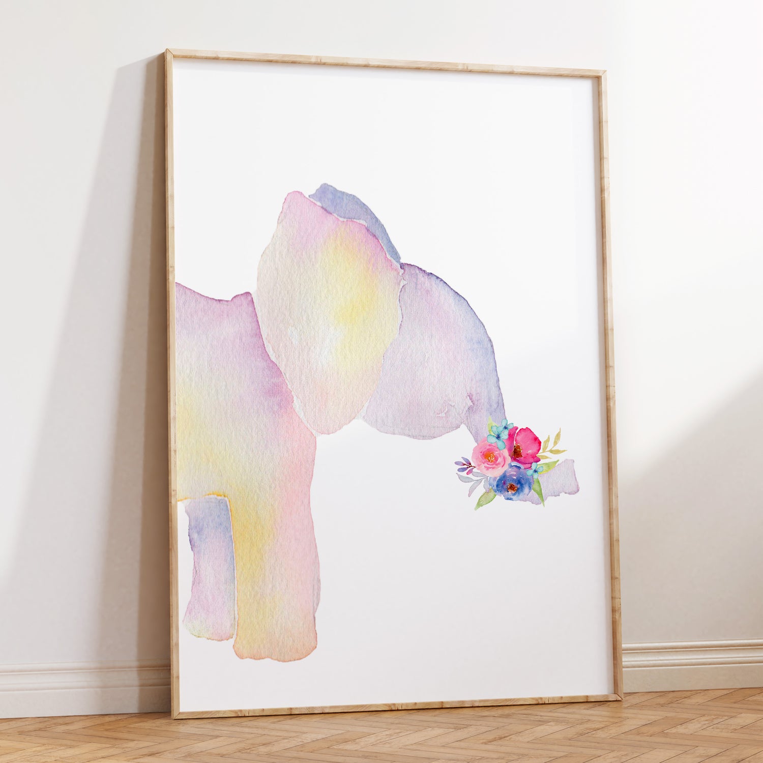 Floral Watercolour Elephant Print