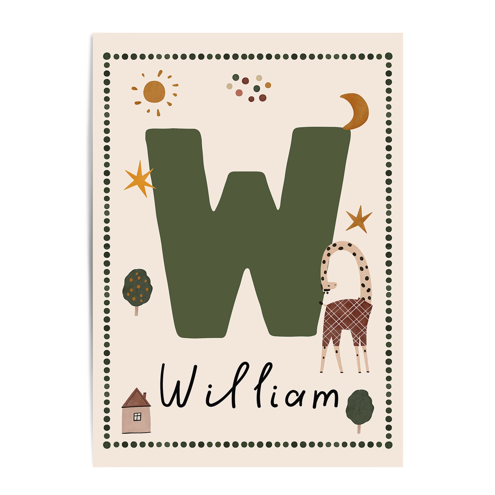 Whimsy Giraffe Letter & Name Print