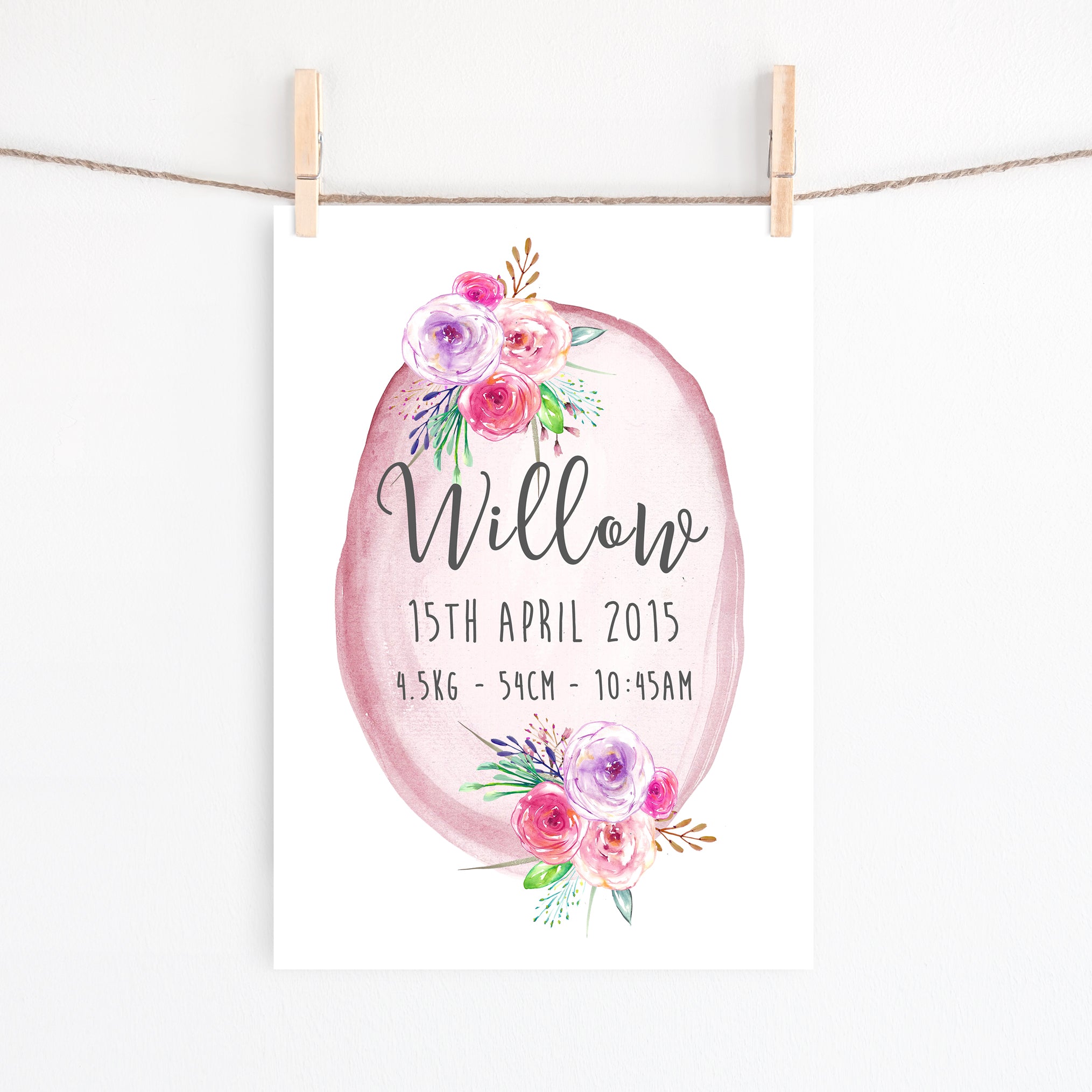Woodland Floral Birth Print