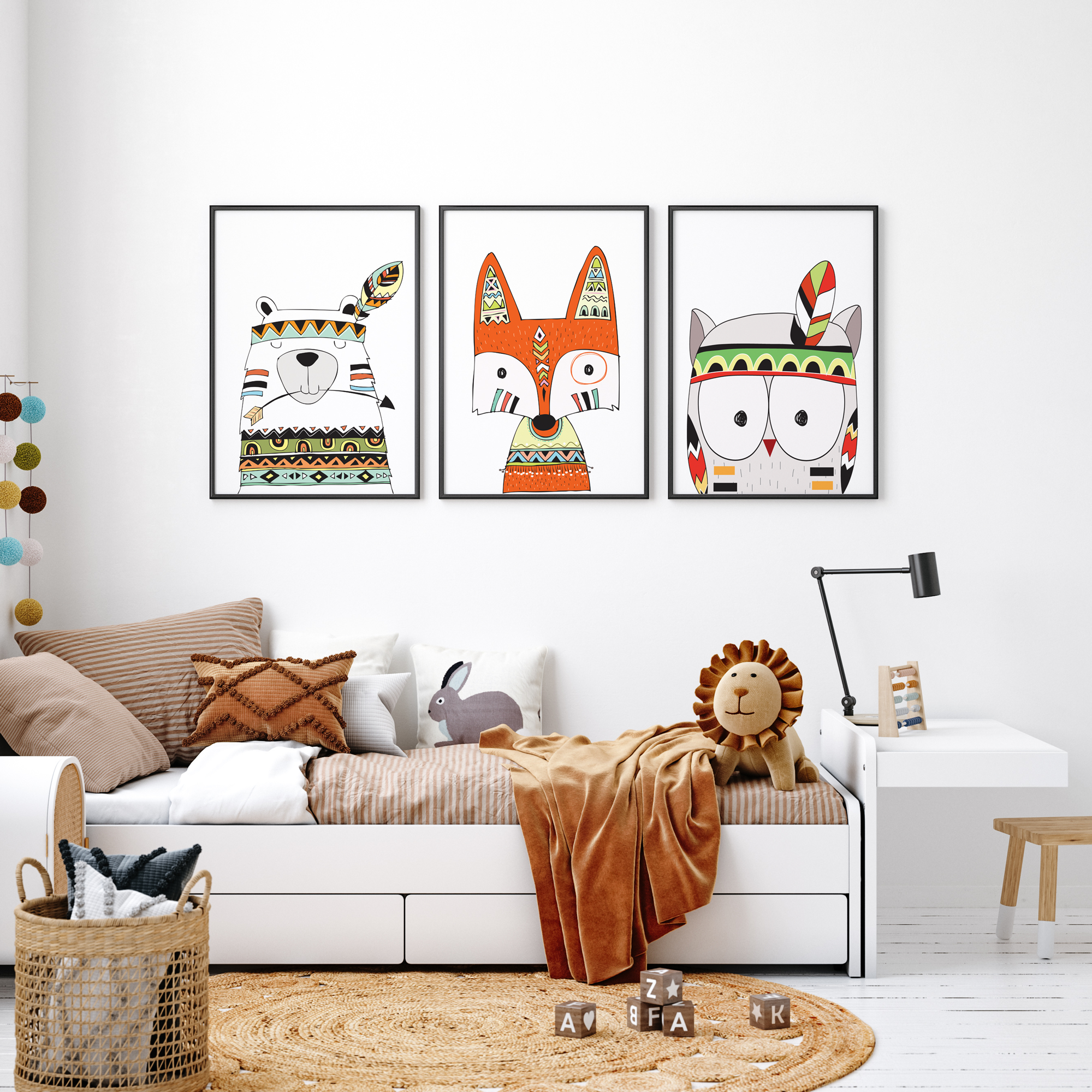 Set of 3 Tribal Animal Prints