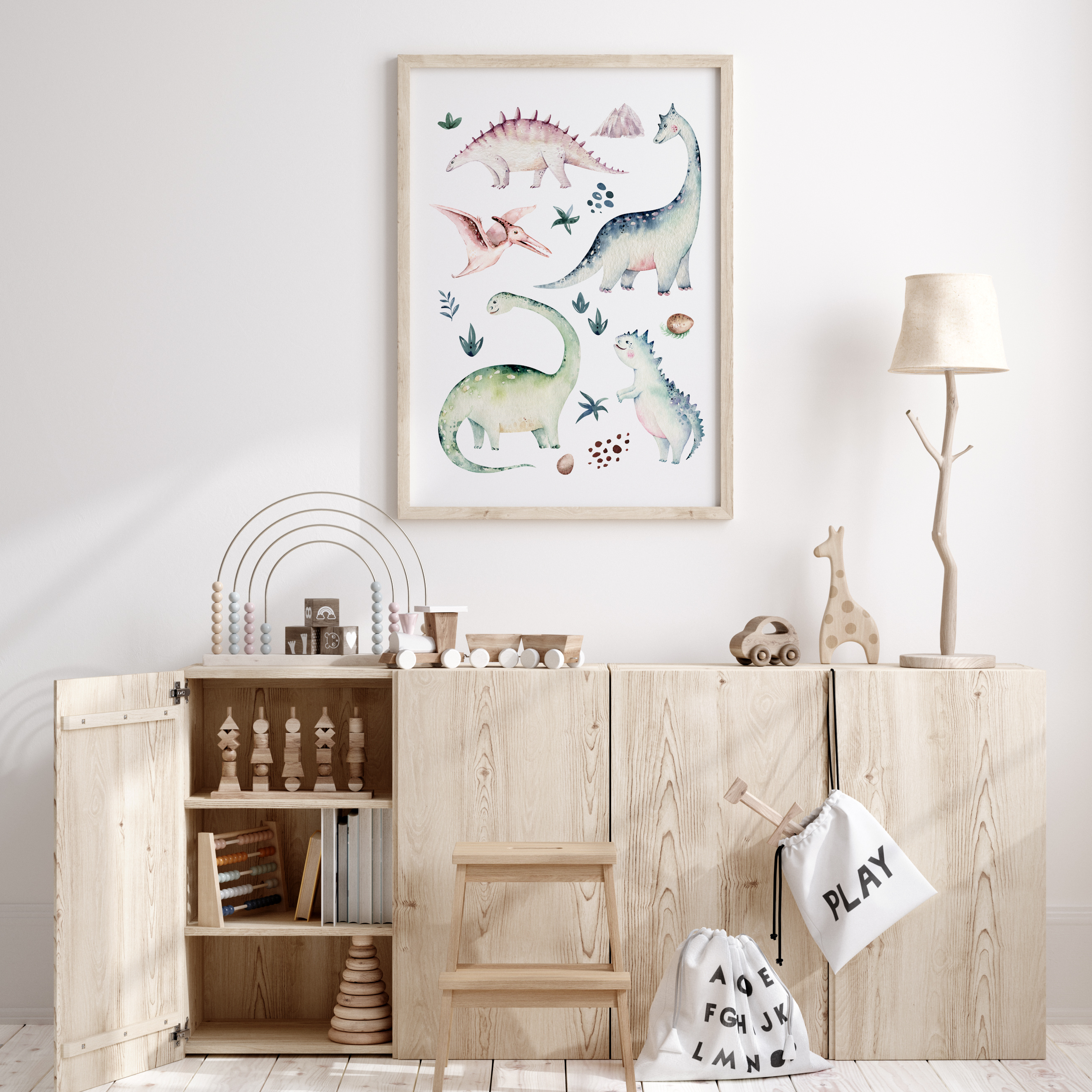 Watercolour Dinosaur Print