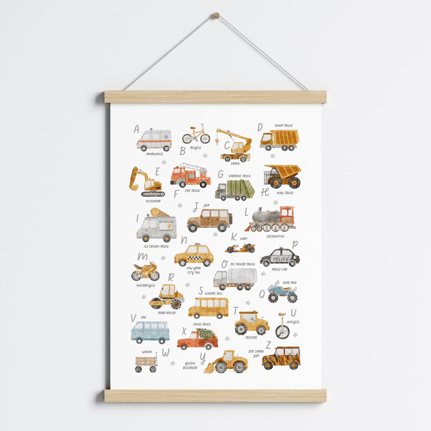 Vehicles Alphabet Print