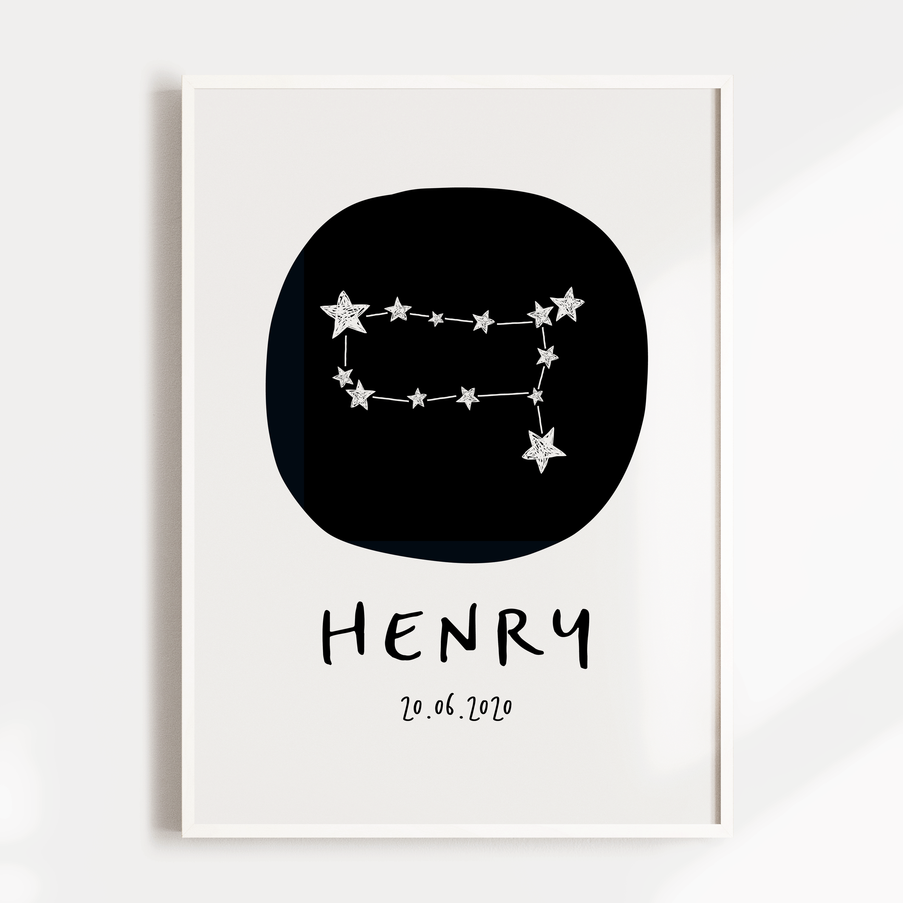 Gemini Zodiac Constellation Nursery Wall Art Birth Print