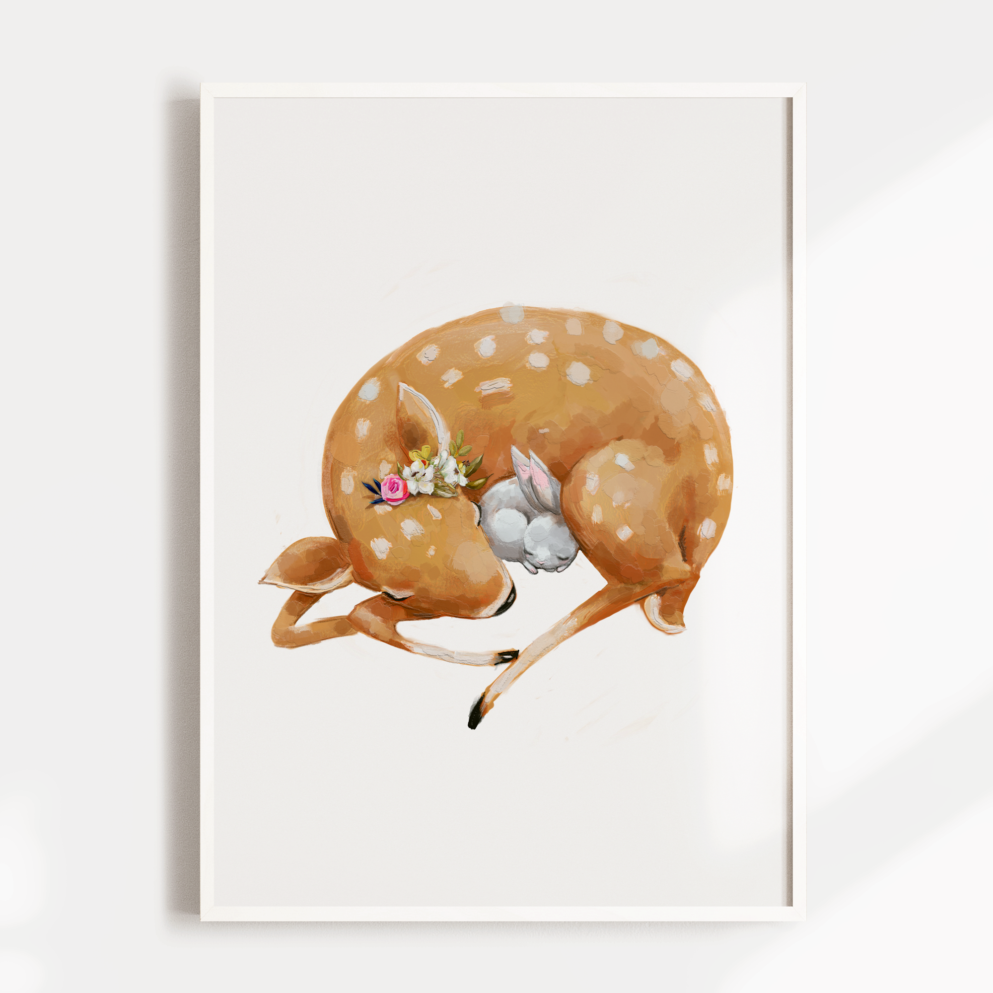 Woodland Baby Deer & Bunny Print