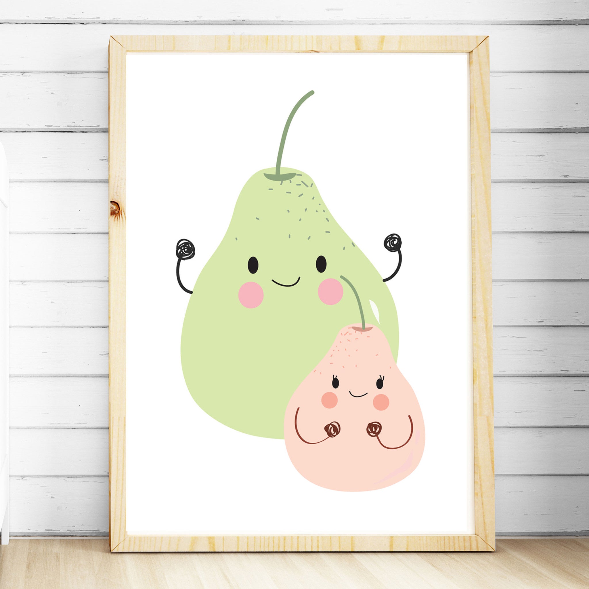 Girls Nursery Prints - Kawaii Pears Print - The Kids Print Store