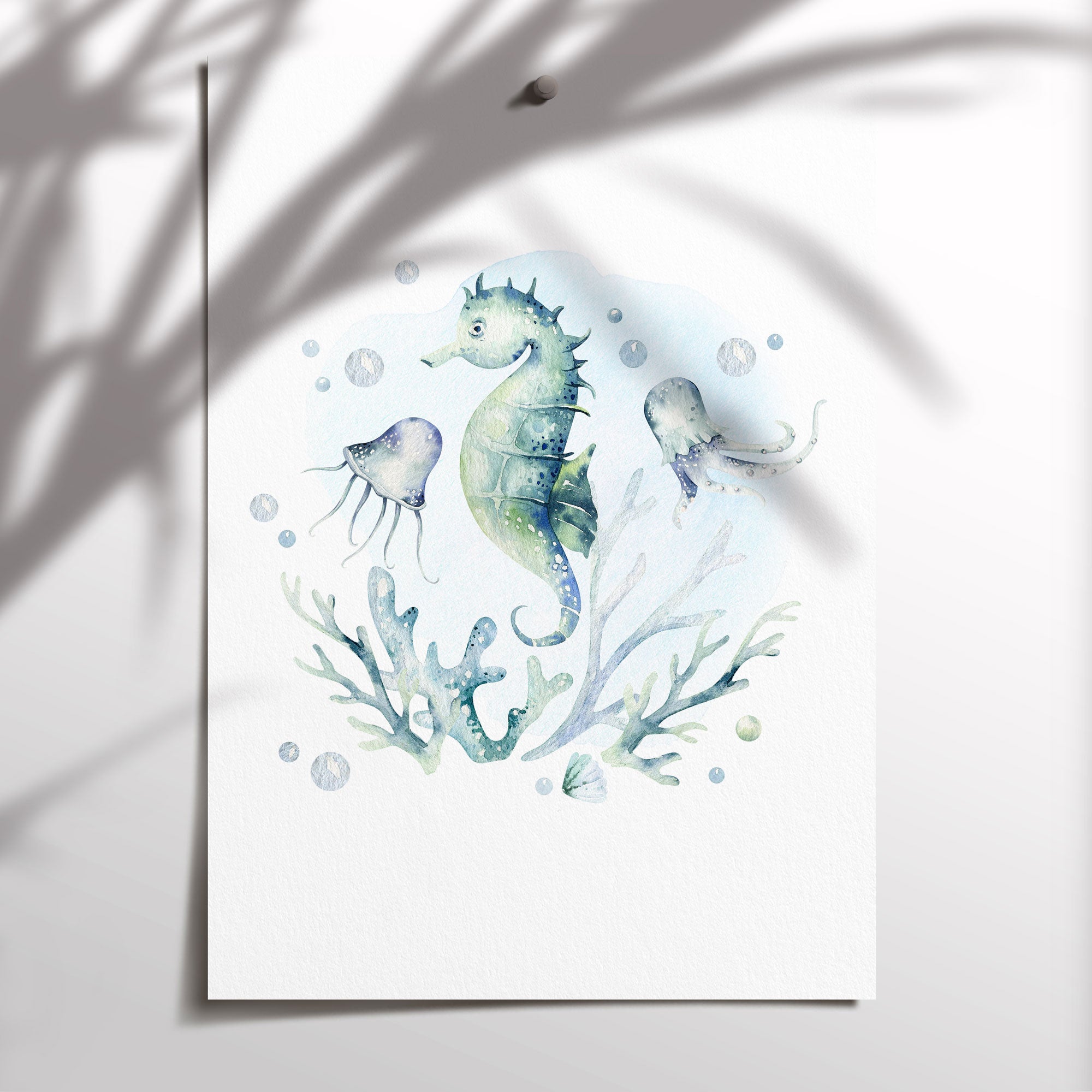 Seahorse & Jellyfish Print