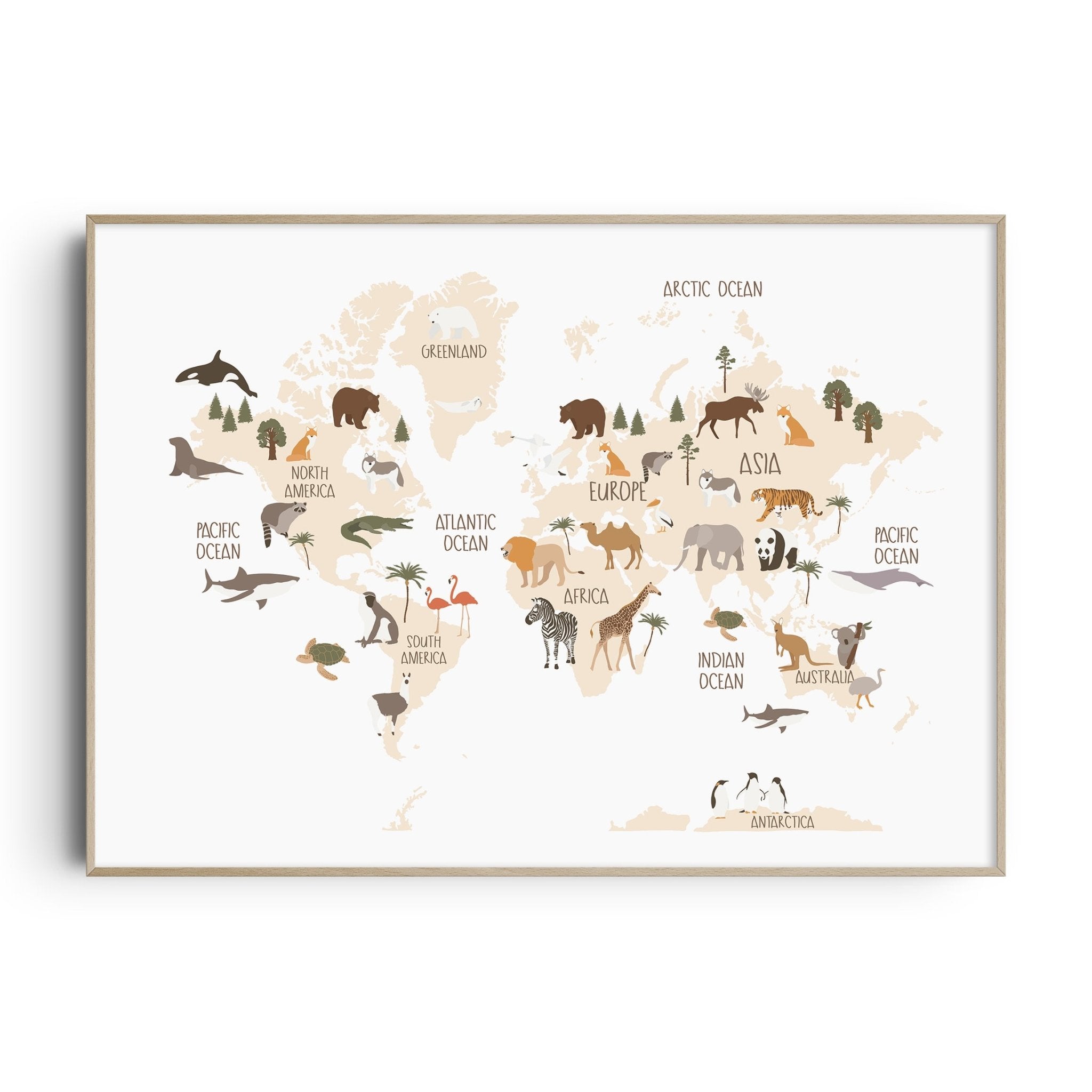 Animal World Map Print