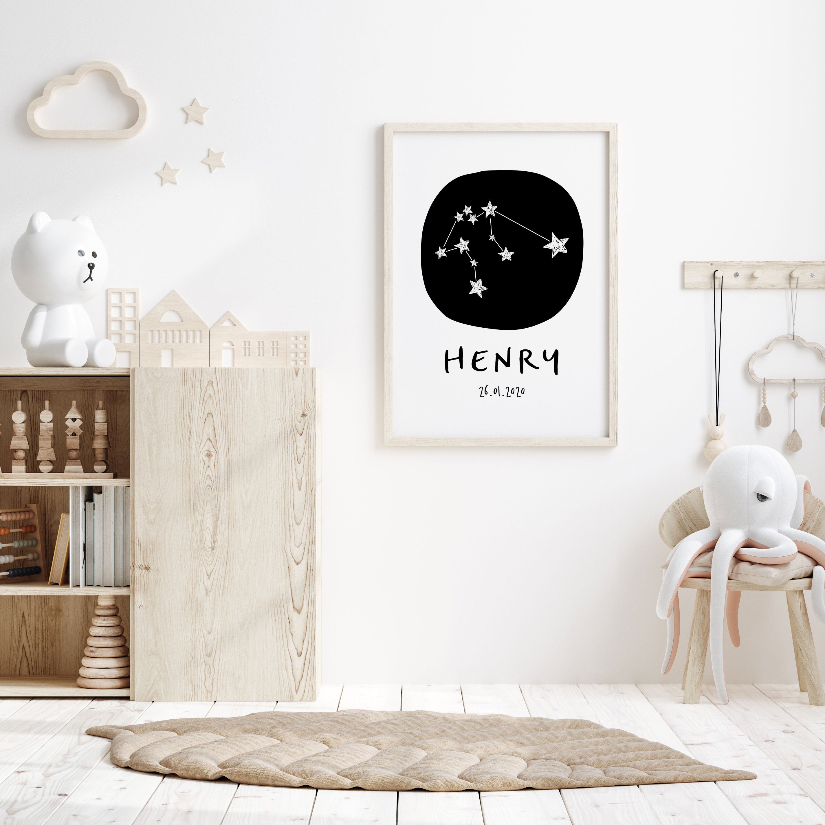 Aquarius Nursery Wall Art Birth Print The Kids Print Store