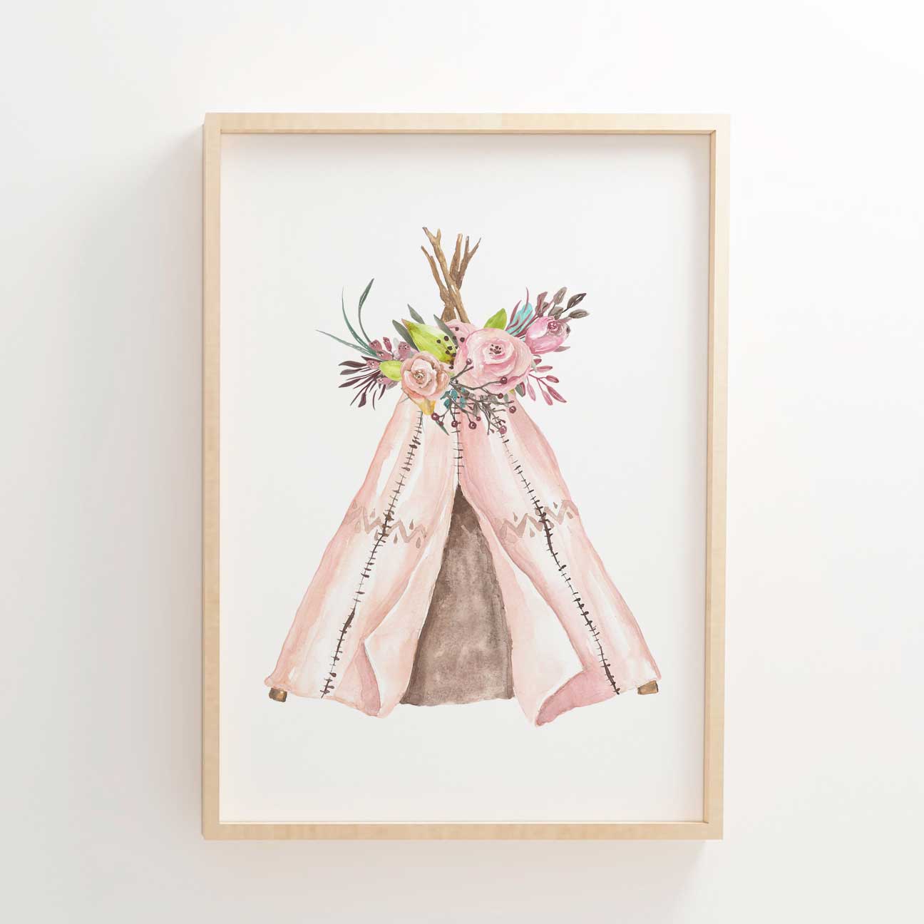 Woodland Floral Boho Tribal Teepee Print