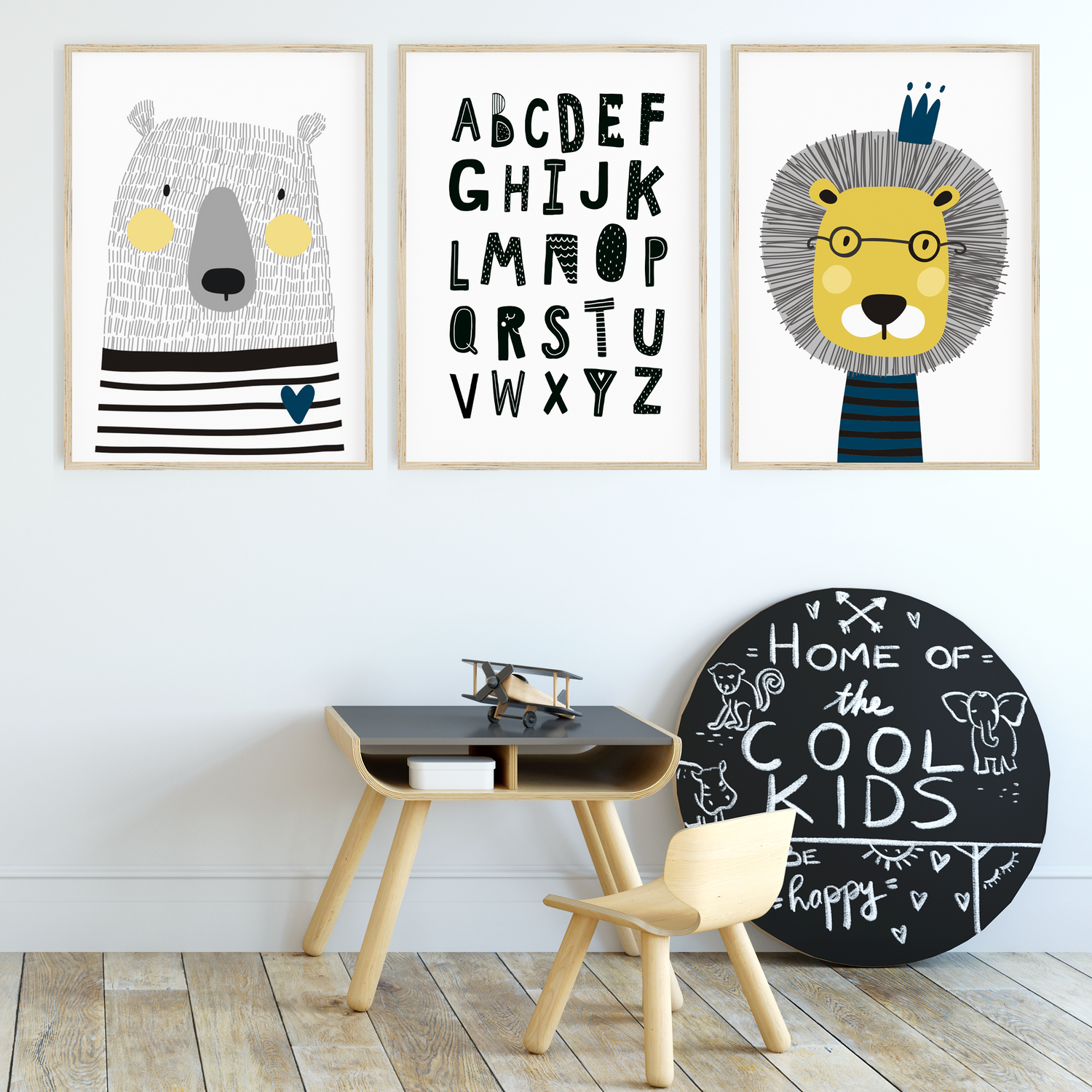 Lion, Bear & Alphabet Prints