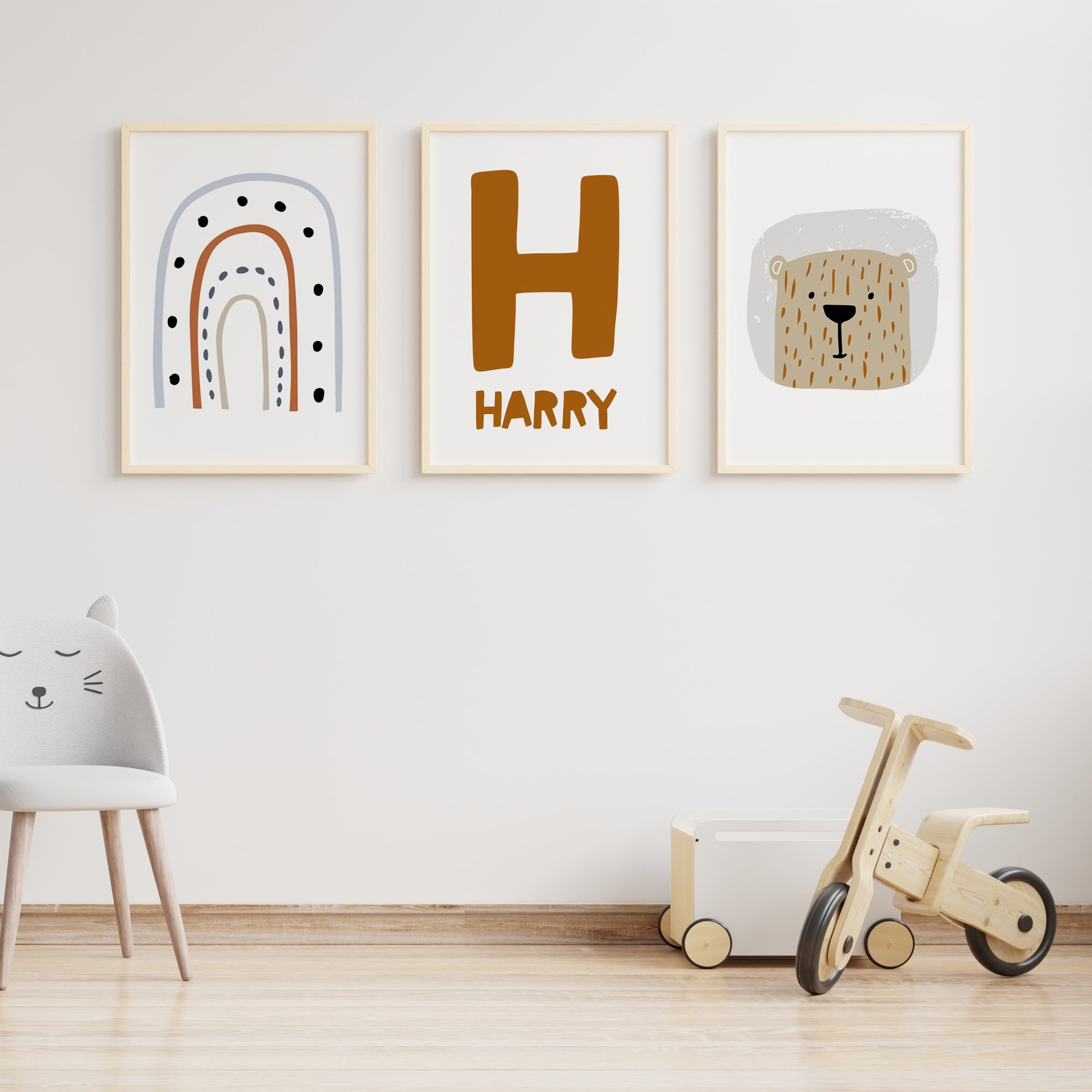 Bear, Rainbow & Name Prints