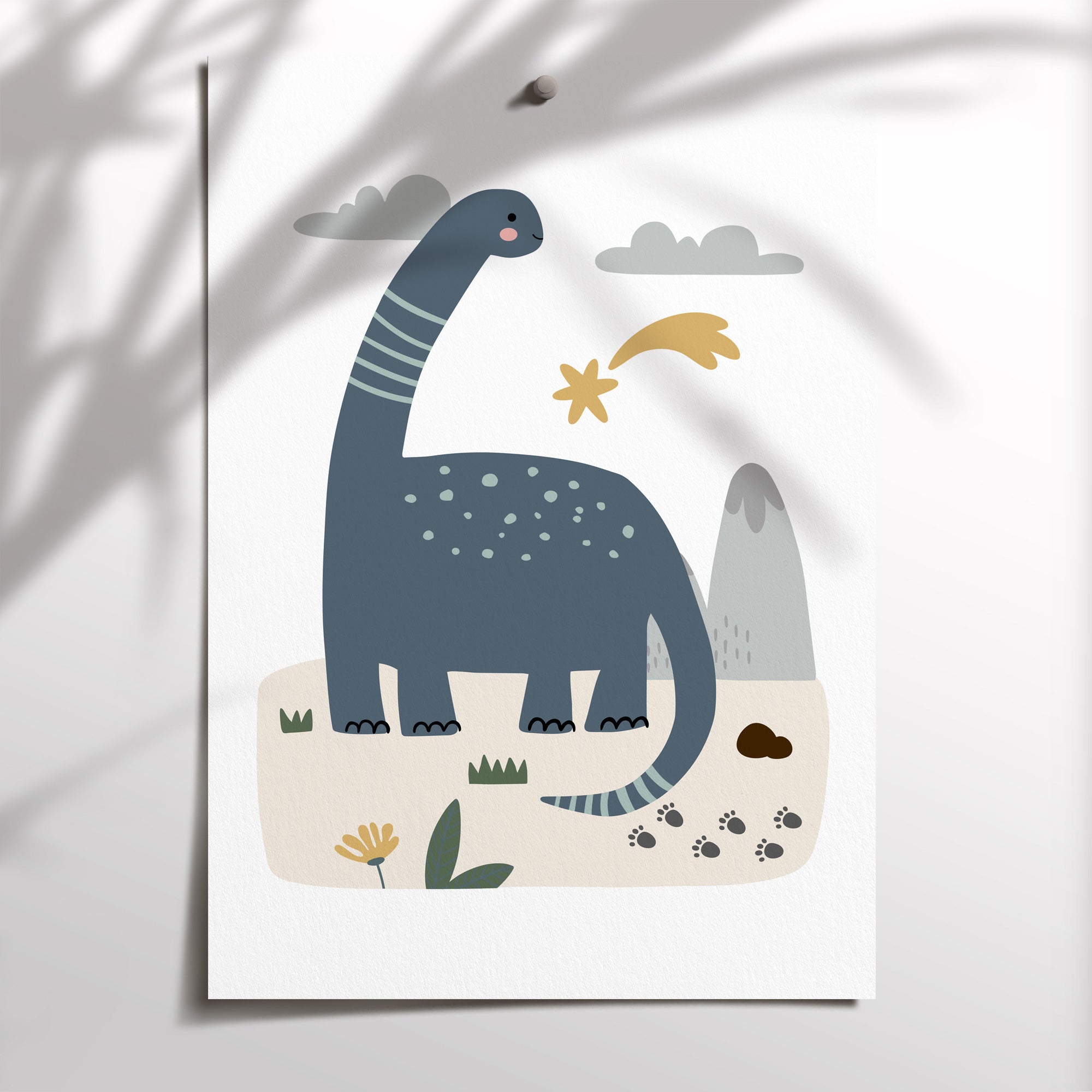 Blue Dinosaur Print