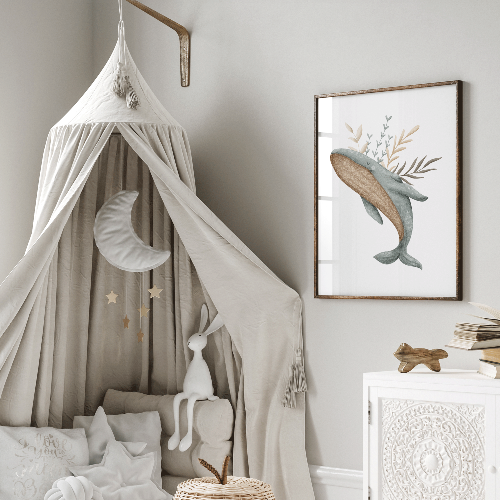 Boho Whale Print