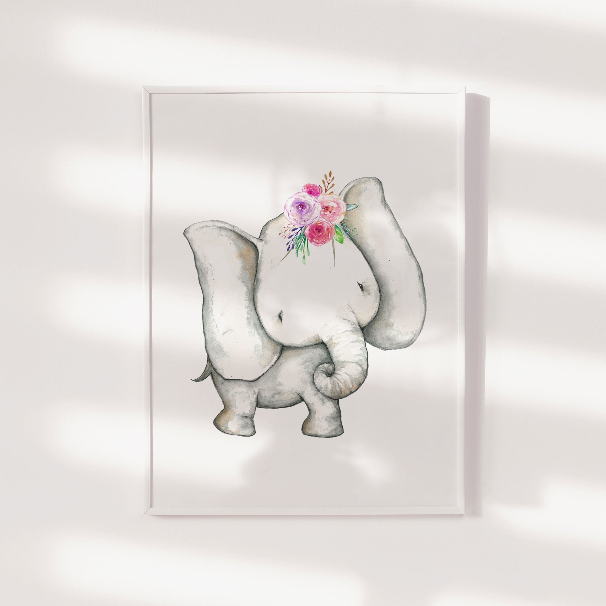 Boho Woodland Baby Elephant Print