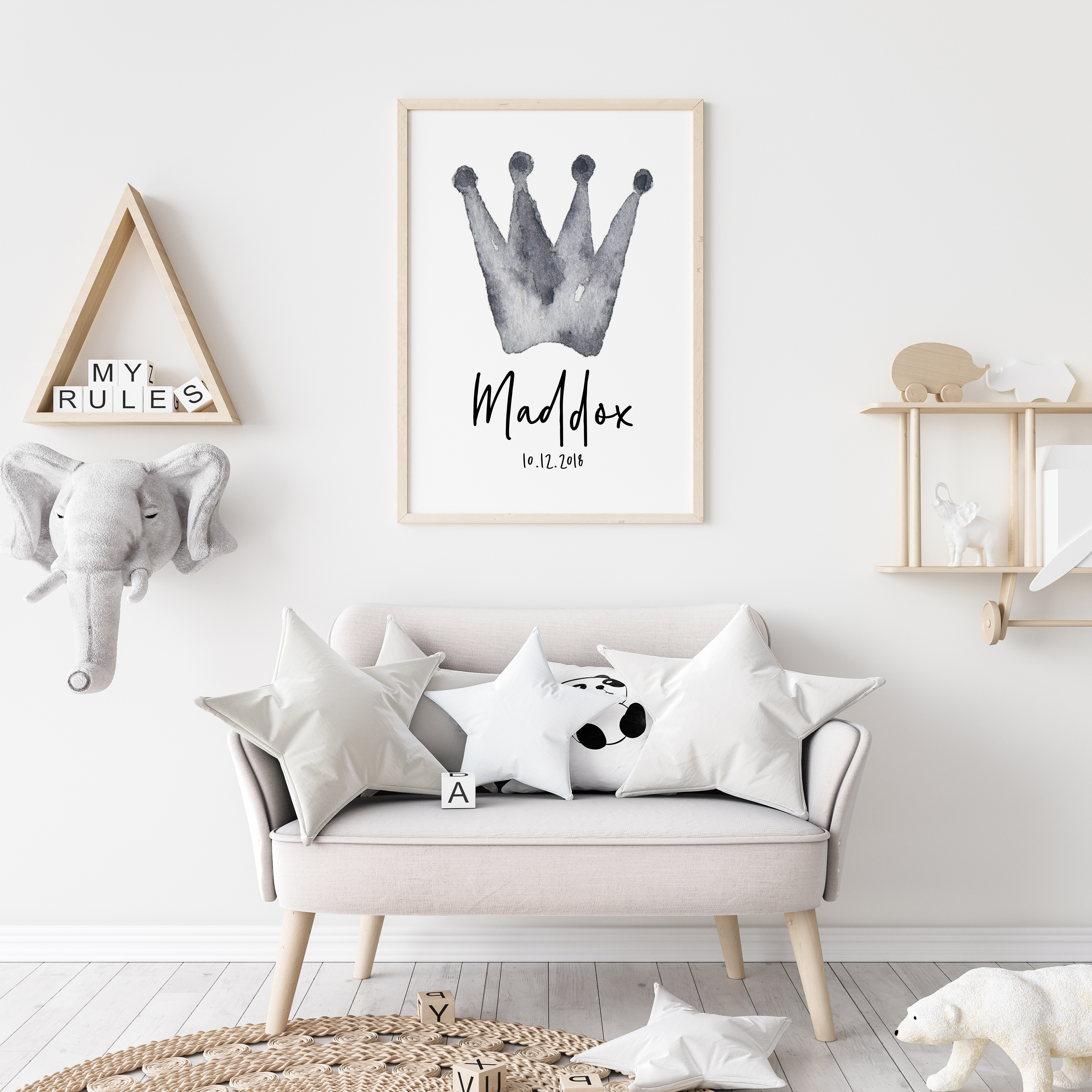 Watercolour Crown Birth Print