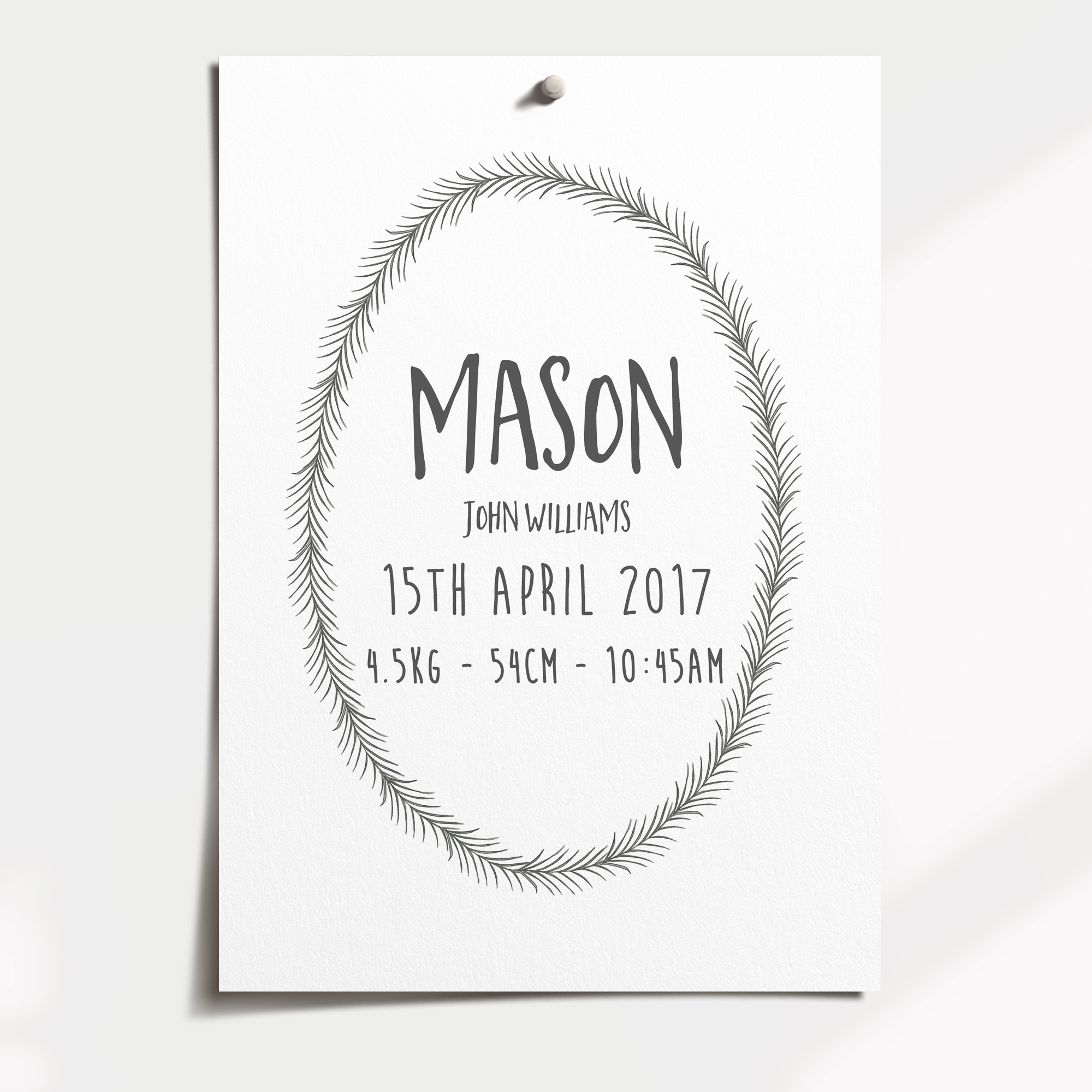 Woodland Wreath Birth Print