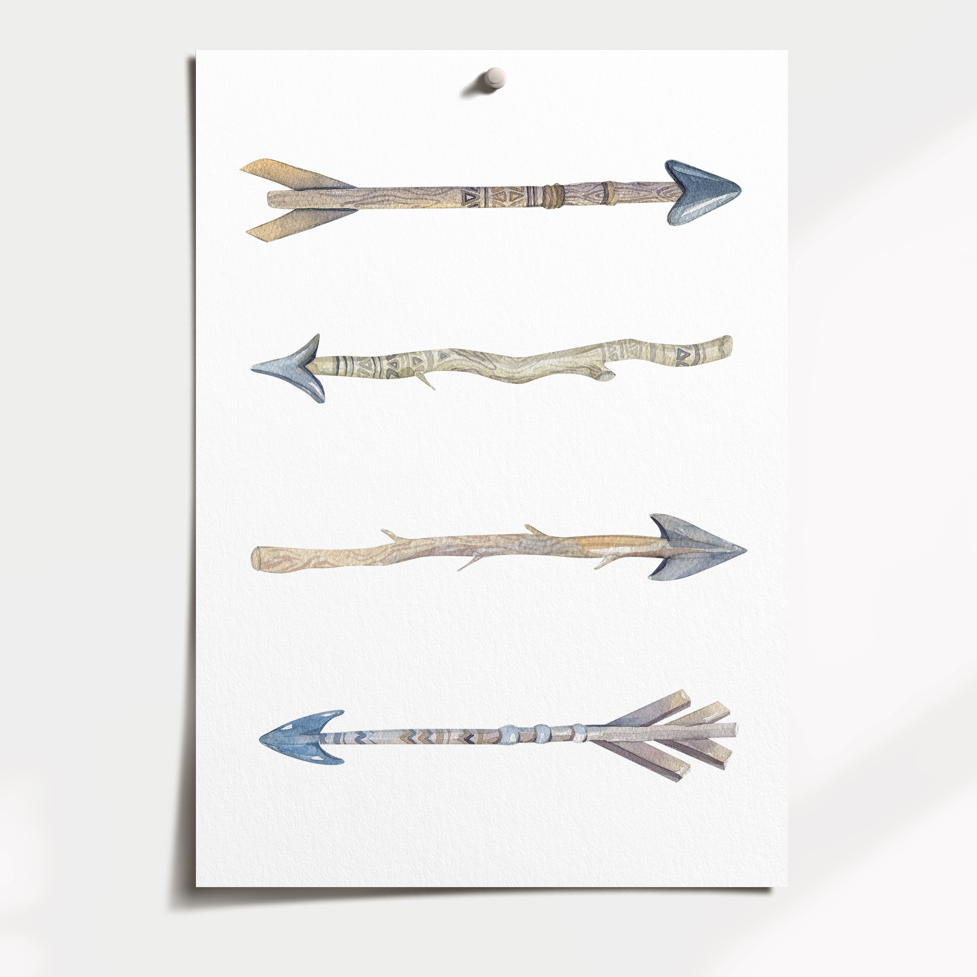 Watercolour Tribal Arrows Print