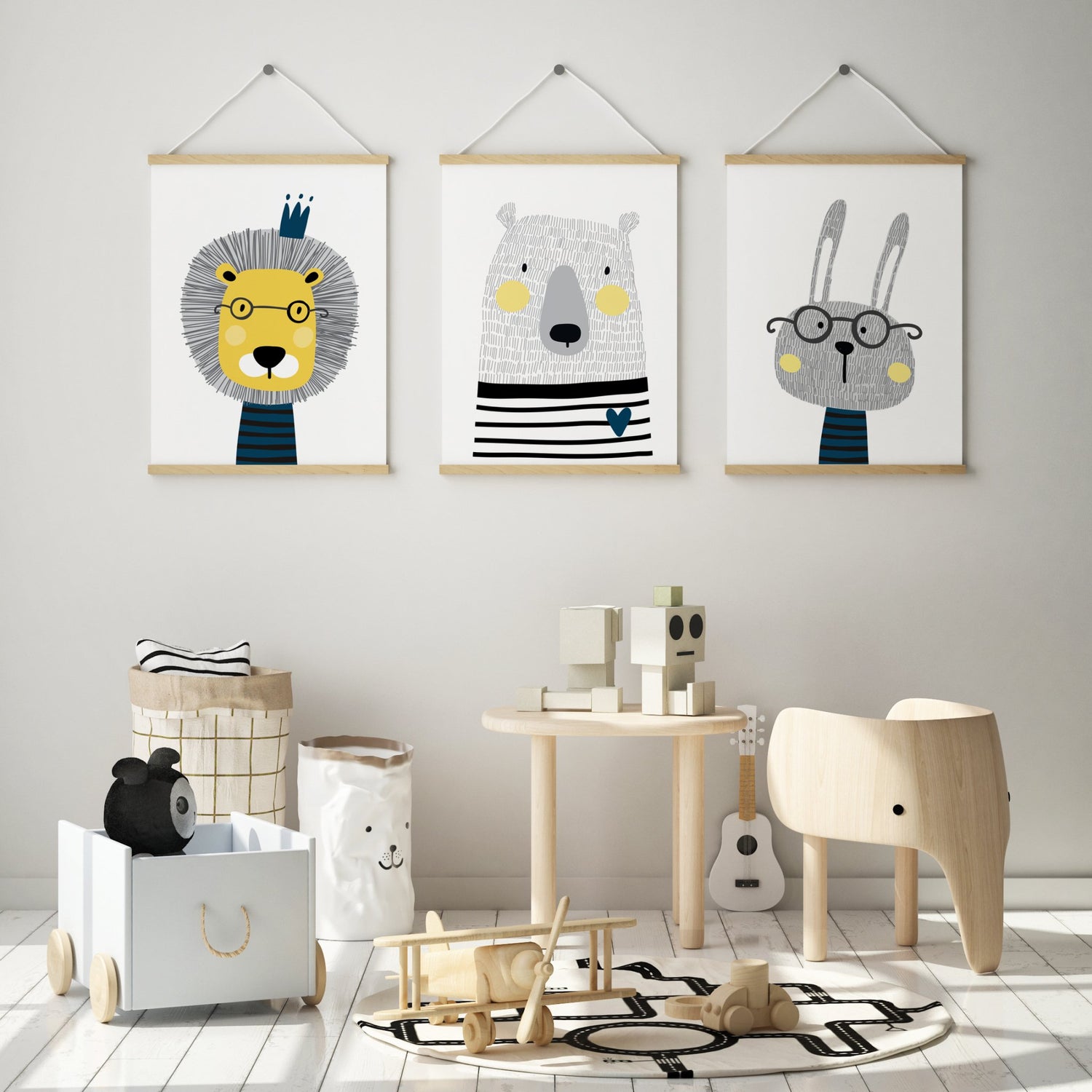 Bunny, Bear & Lion Prints